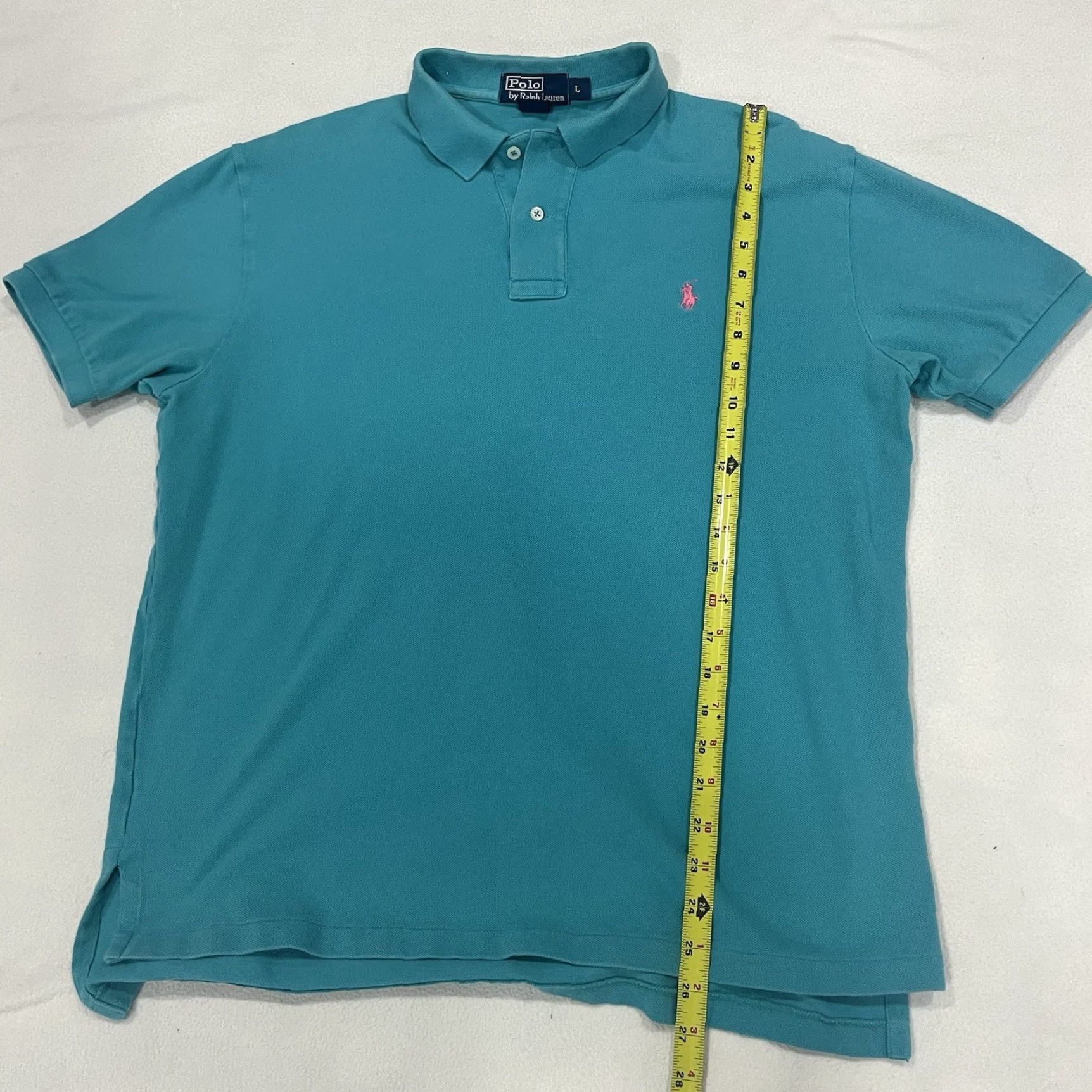 Ralph Lauren VINTAGE Ralph Lauren Polo Men’s Collared T Shirt Aqua Turquoise L Regular Logo Short Sleeve Knit Shirt Men Women? Size US L / EU 52-54 / 3 - 5 Thumbnail