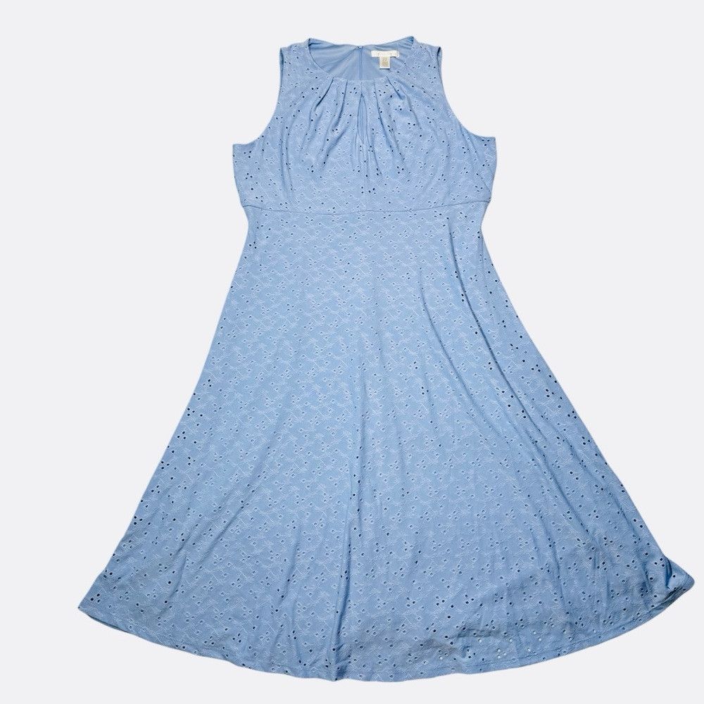 Other NWT New London Times Sleeveless Eyelet Dress In Vista Blue Size XL / US 12-14 / IT 48-50 - 3 Thumbnail