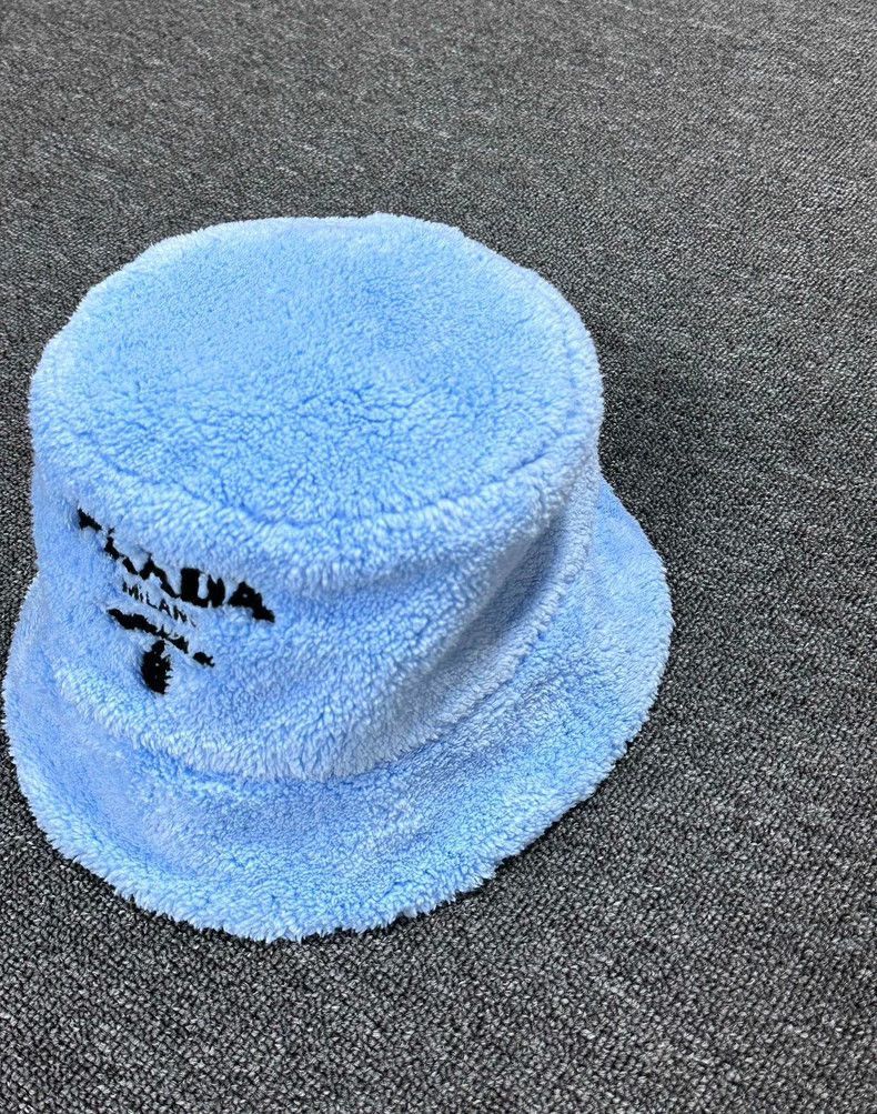 Prada Blue Plush Fisherman Hat by PRADA -2505 Size ONE SIZE - 2 Thumbnail