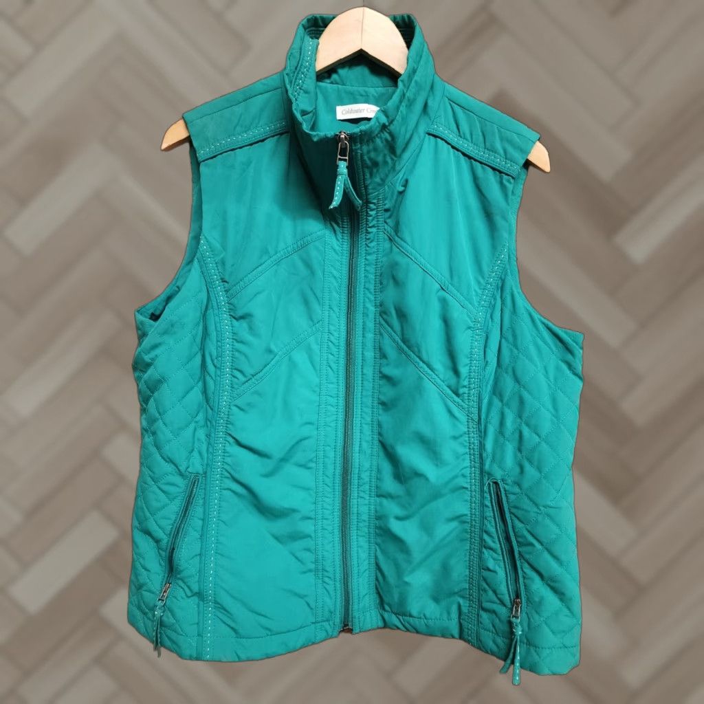 Coldwater Creek Coldwater Creek Vest Womens Green Quilted Sleeveless Outdoor Size L Size L / US 10 / IT 46 - 1 Thumbnail