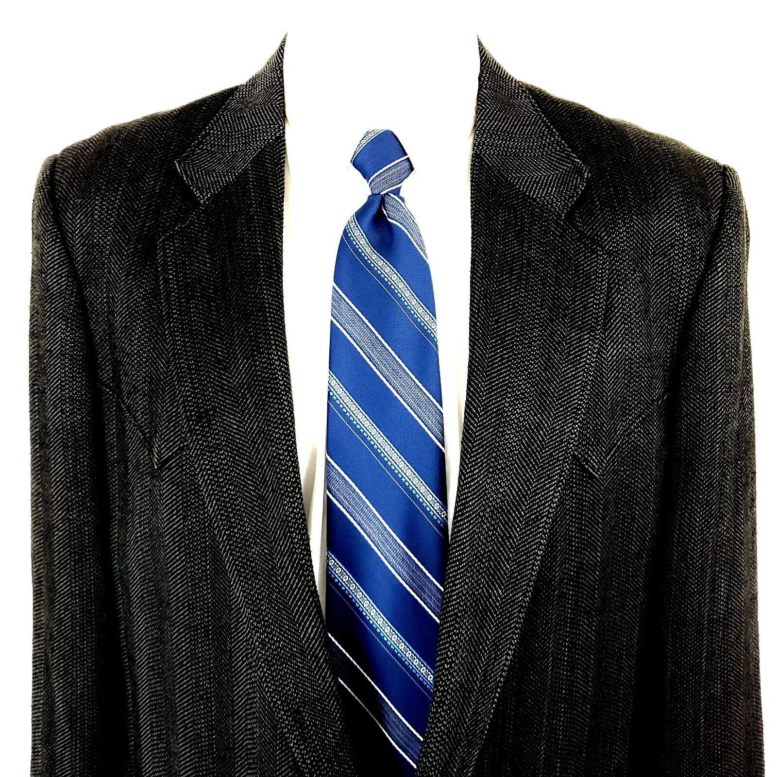 Vintage Circle Silk Rayon 2 Button Sport Coat 42L Black Green Long W Size 42L - 1 Thumbnail