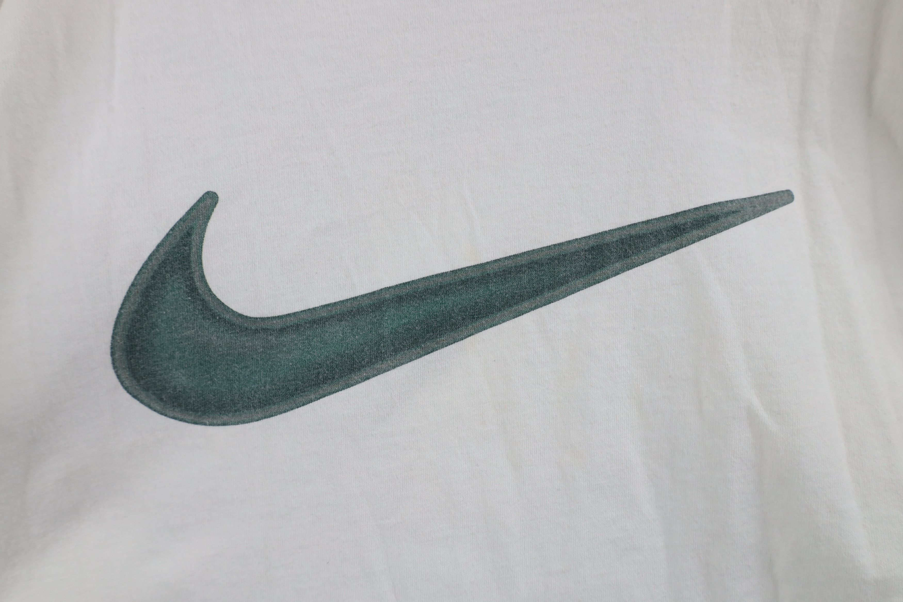 Nike × Vintage Vintage 90s Nike Travis Scott Big Swoosh T-Shirt White USA Size US M / EU 48-50 / 2 - 4 Thumbnail