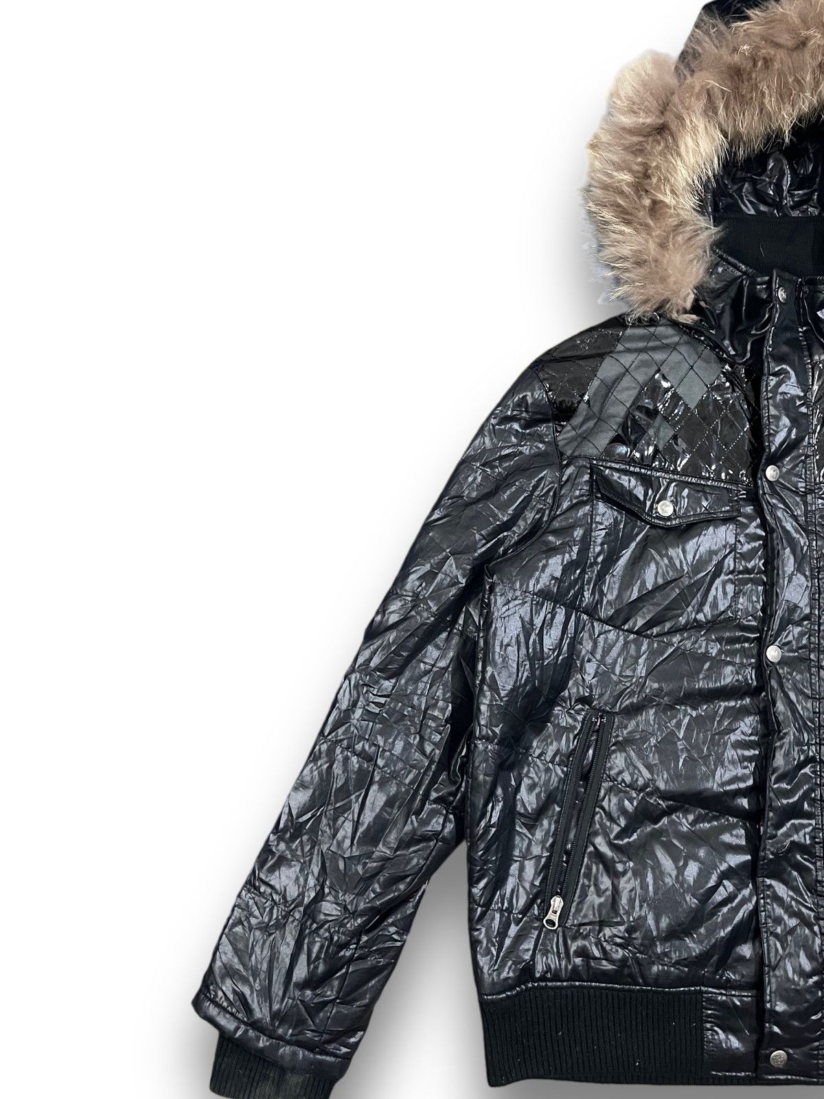Karl Kani × Vintage Vintage Karl Kani Black Faux Fur Hooded BomberJacket Size US L / EU 52-54 / 3 - 2 Thumbnail