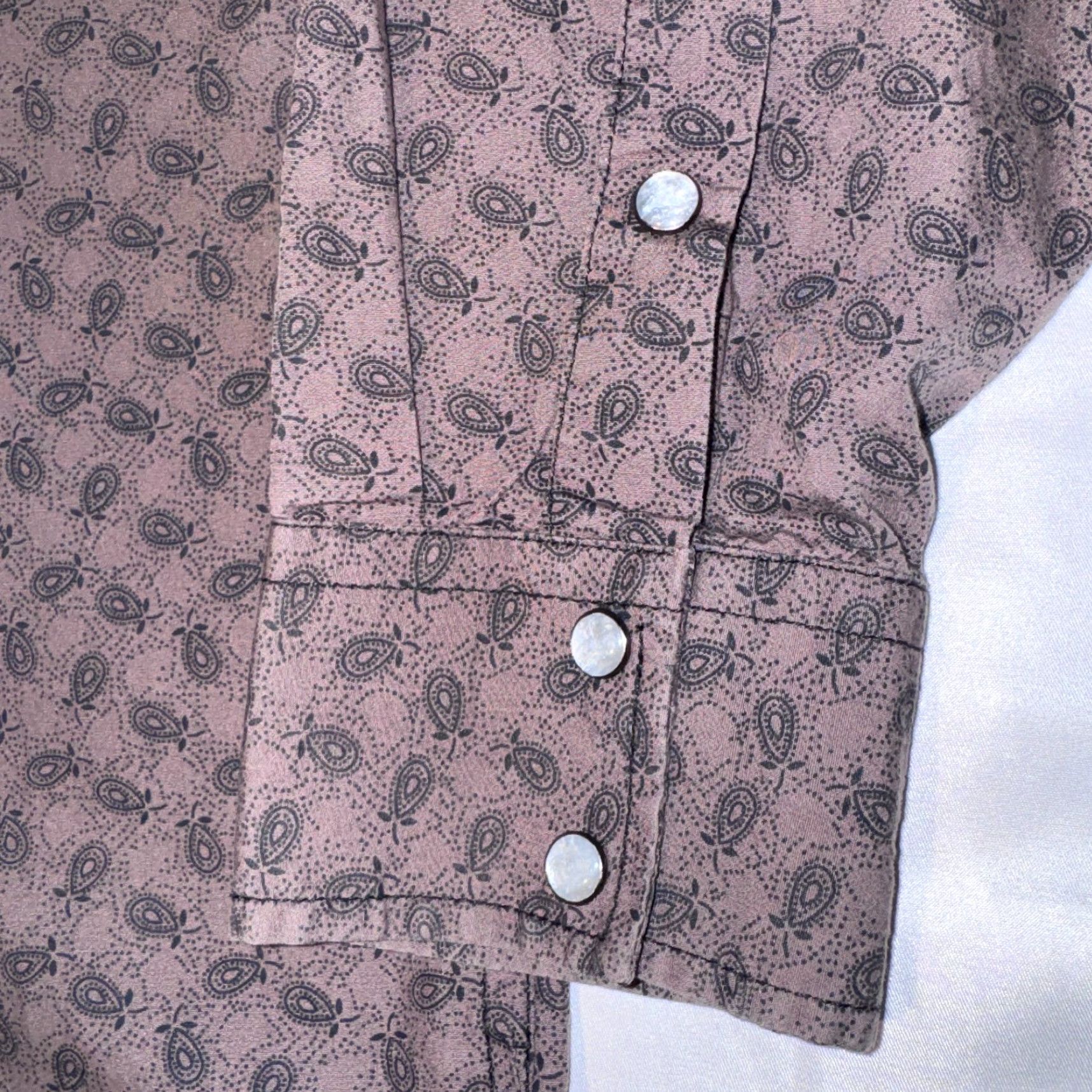 Vintage Rafter C Brown Paisley Western Pearl Snap Shirt XL Cowboy Rodeo Long Sleeve Button Up Mens Casual Size US XL / EU 56 / 4 - 4 Thumbnail