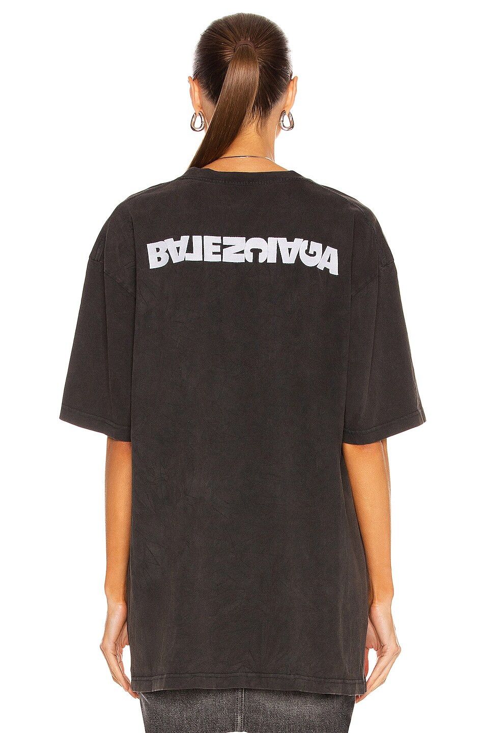 Balenciaga o1bcso1str1124 Turn Large Fit T-Shirt Washed Black & White Size XS / US 0-2 / IT 36-38 - 3 Thumbnail