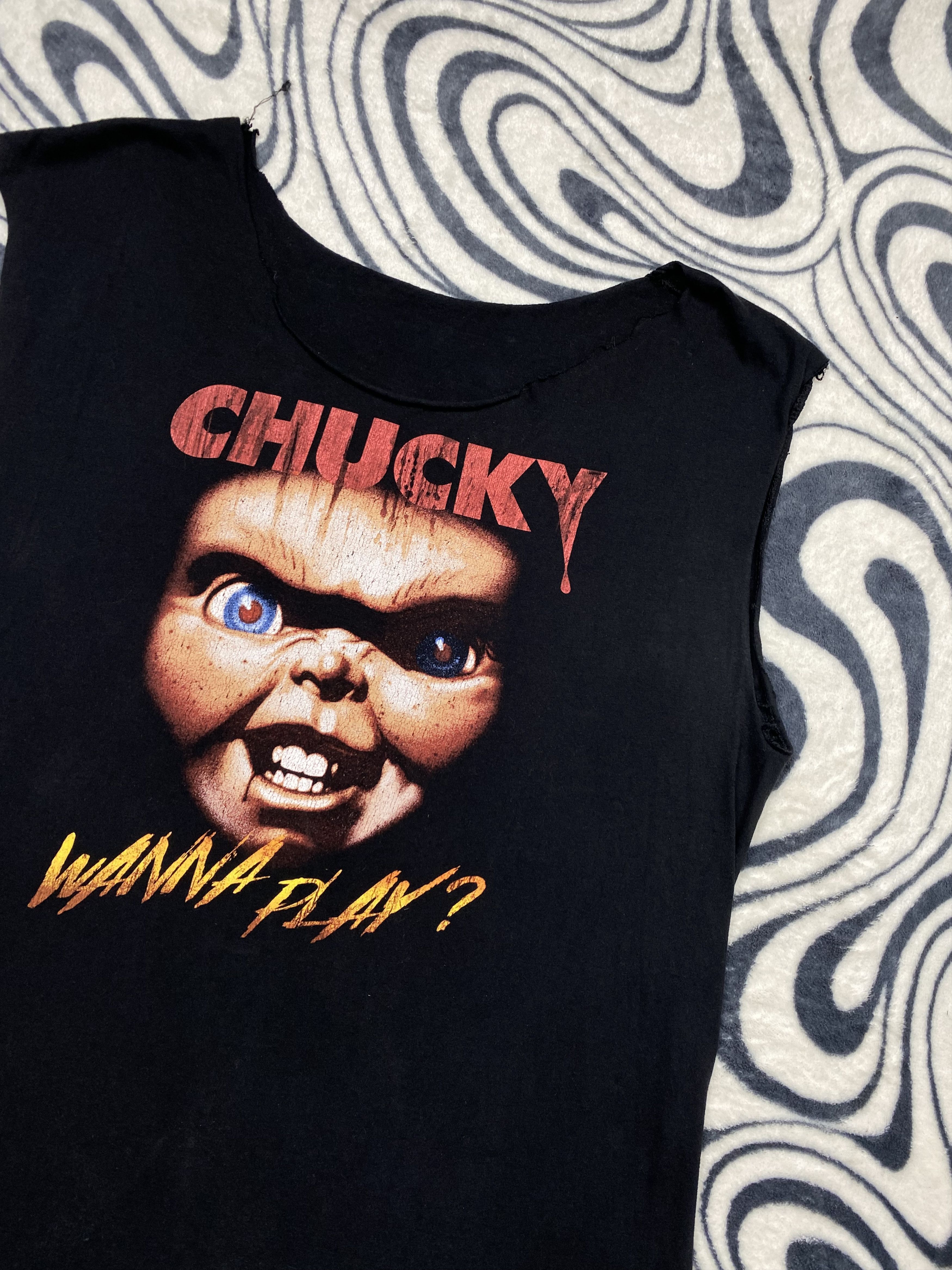 Vintage Chucky Wanna Play? Vintage Mens Sleeveless Tee Y2K Size US L / EU 52-54 / 3 - 2 Thumbnail