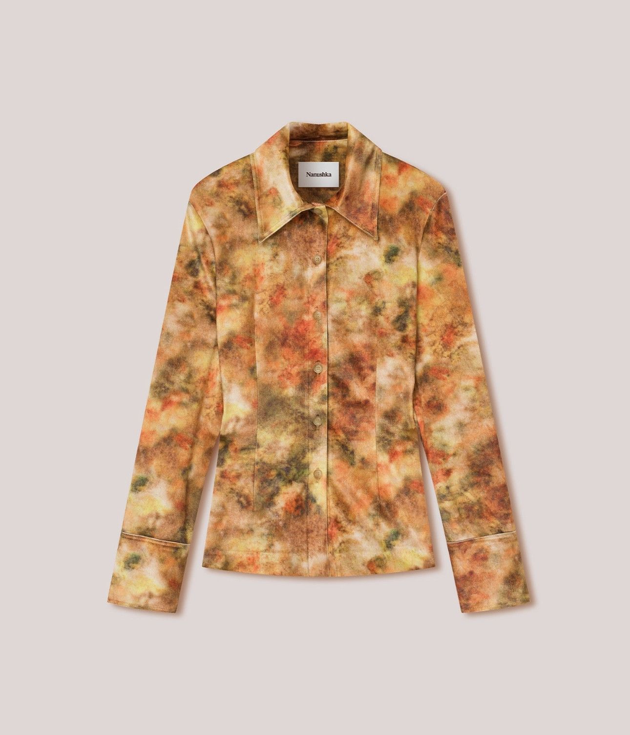Annick printed stretch-velvet shirt