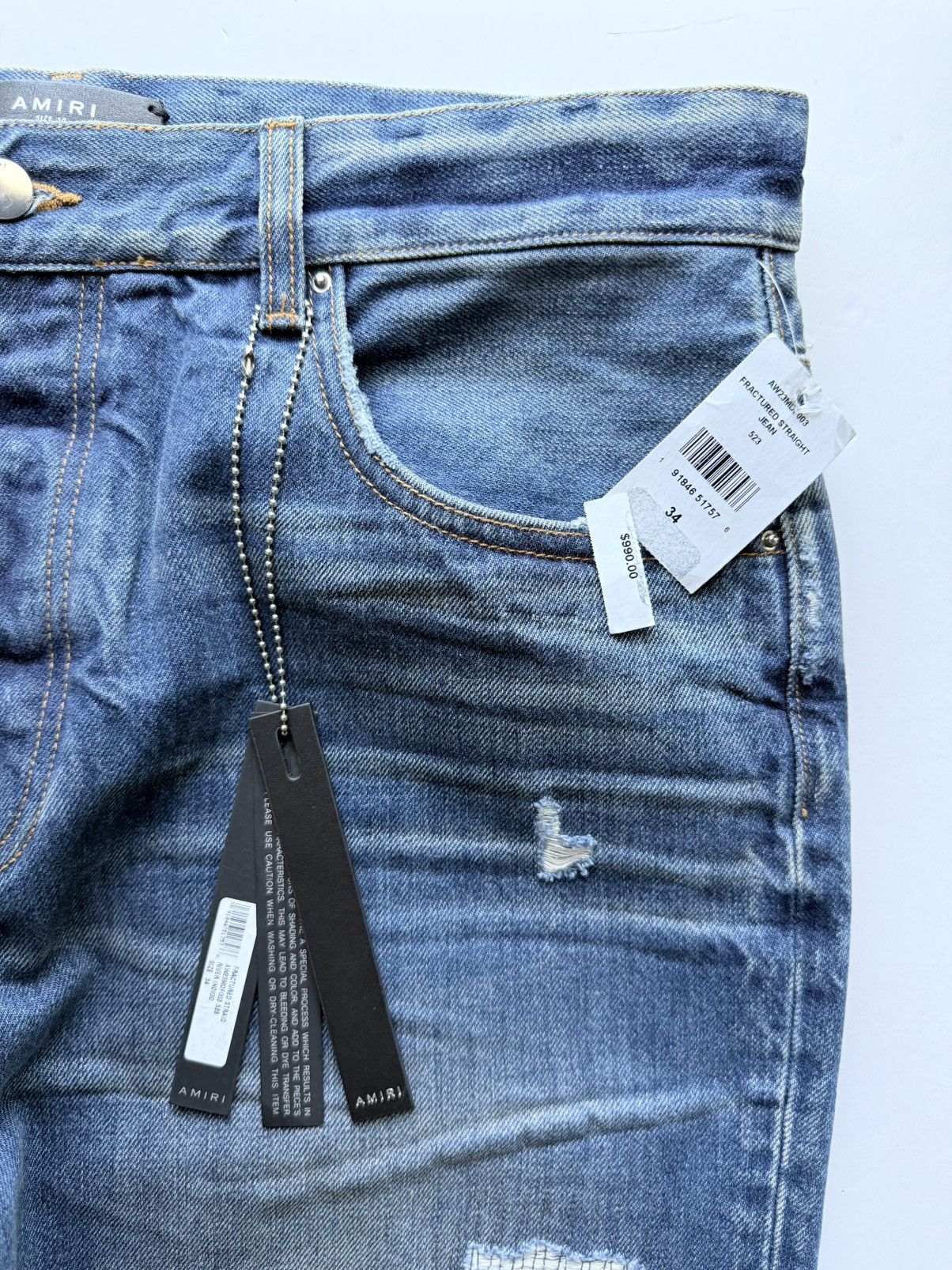 Amiri AMIRI Fractured Straight Jean Size US 34 / EU 50 - 3 Thumbnail