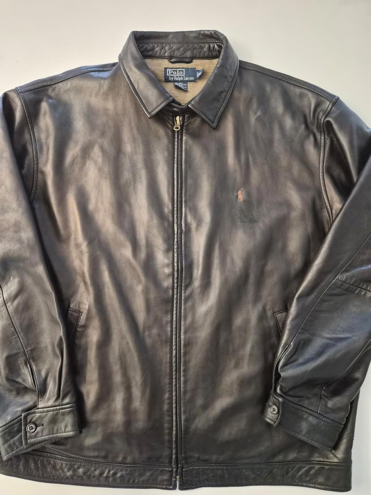 Polo Ralph Lauren Maxwell Lambskin Leather Jacket Black XXL