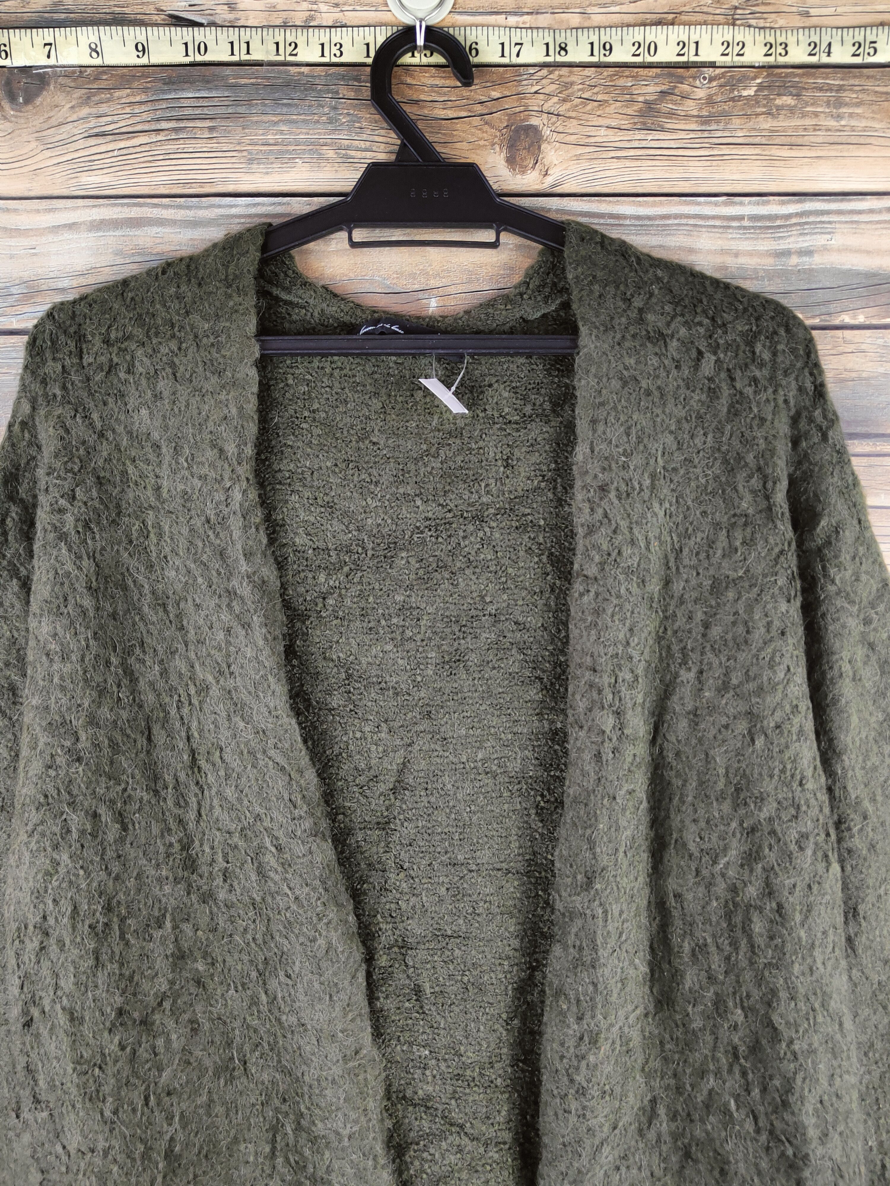 Japanese Brand DL as know as de base Olive Knitwear Long Cardigans #46-602 Size M / US 6-8 / IT 42-44 - 2 Thumbnail