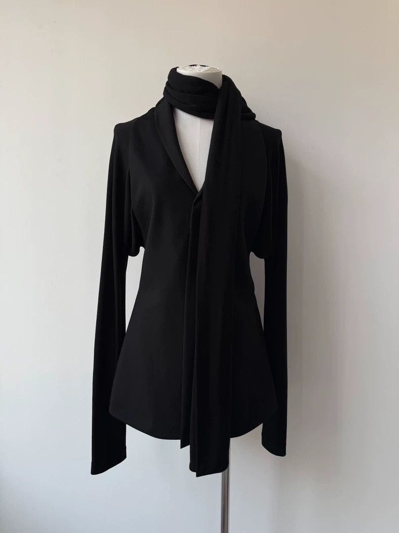Yohji Yamamoto Yohji Yamamoto Yohji Yamamoto Black Scarf Layered Top Size US M / EU 48-50 / 2 - 3 Thumbnail
