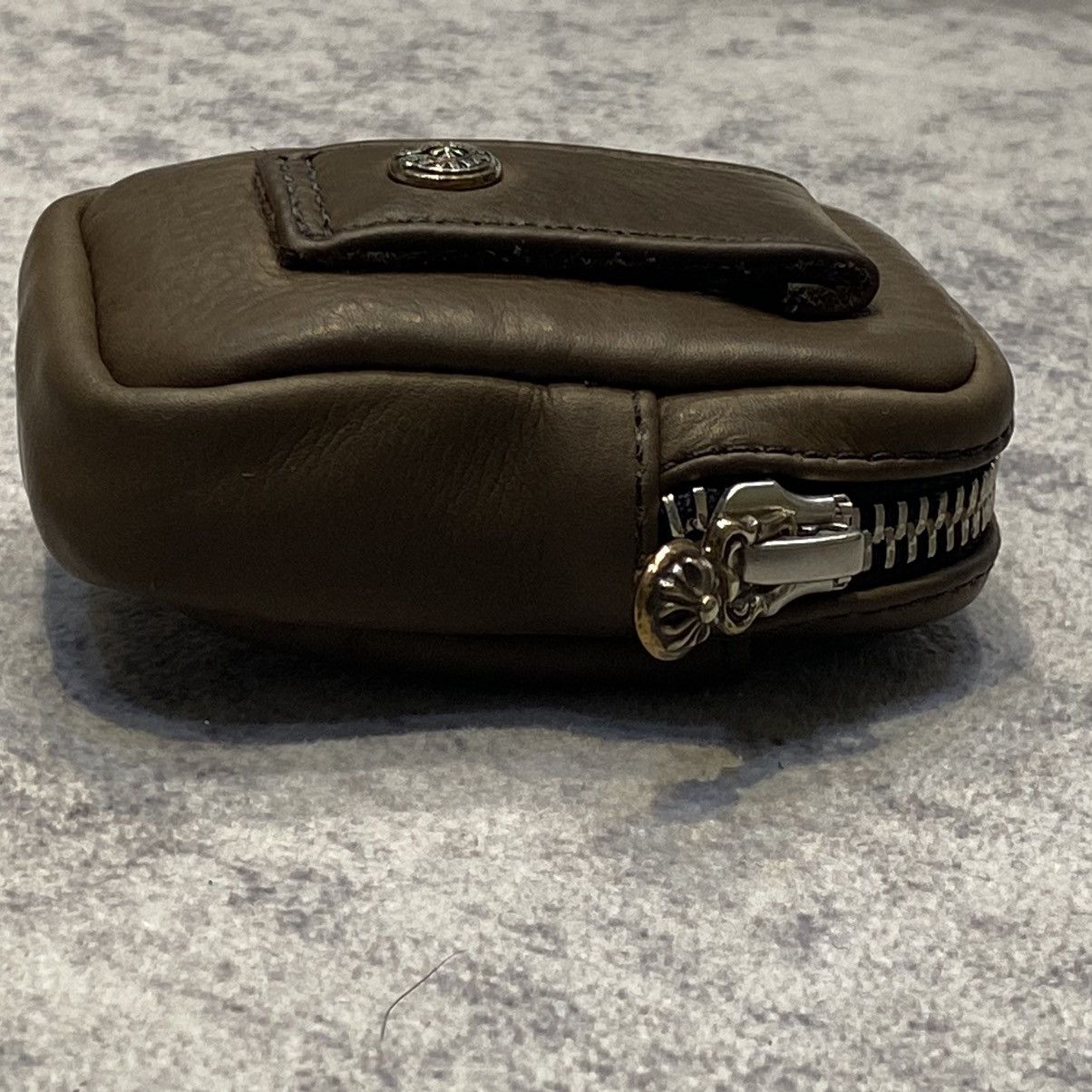 Chrome Hearts Leather cross patch AirPod case bag