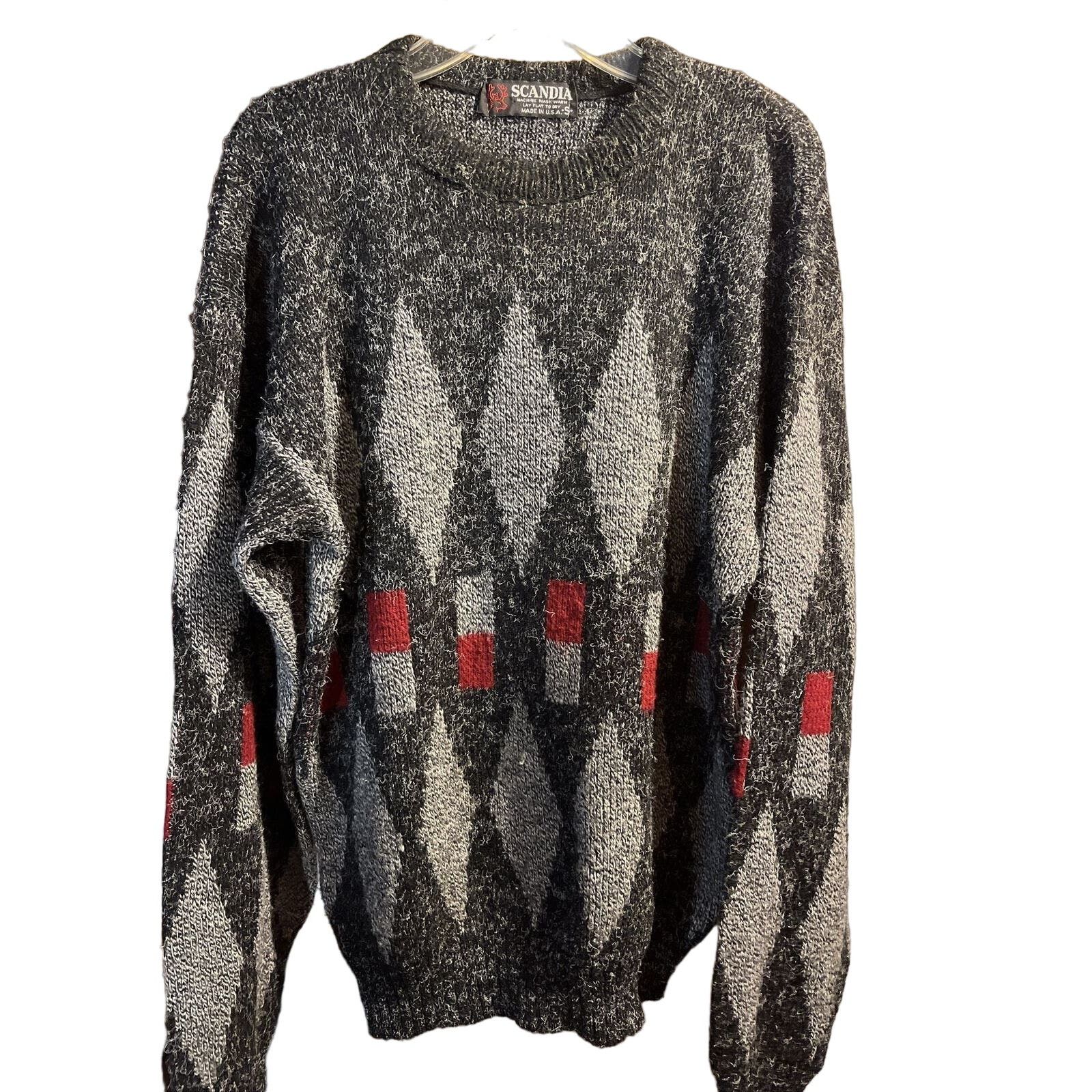 Other Scandia Vintage Small Gray Red Argyle LS Acrylic Sweater Size S / US 4 / IT 40 - 1 Thumbnail