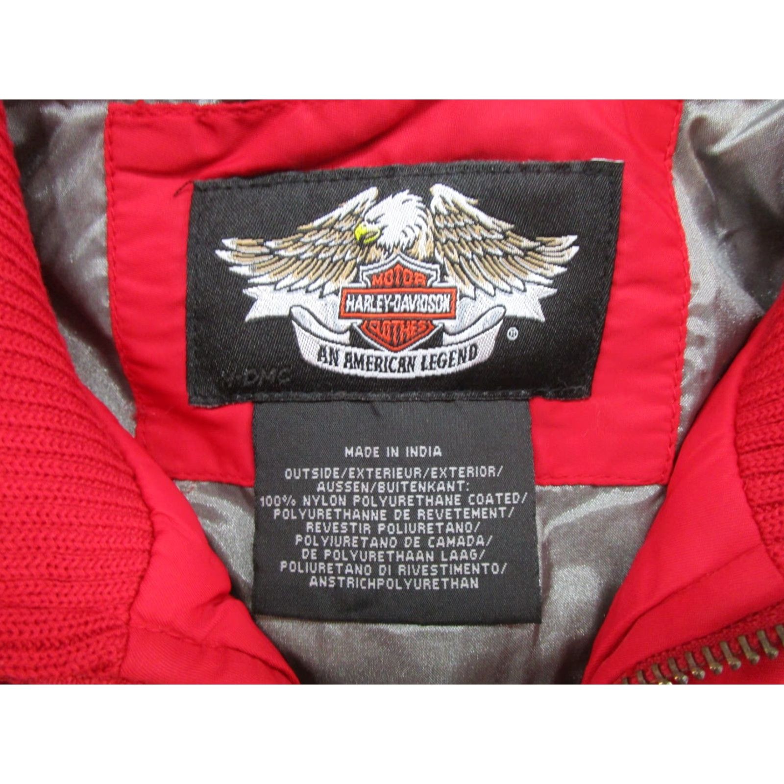Harley Davidson Women's Harley-Davidson Zip Snap Up Red Nylon Jacket Medium Embroidered Jacket Harley-Davidson Red Nylon Zip Embroidered Women’s Size M Biker Coat Size M / US 6-8 / IT 42-44 - 2 Thumbnail