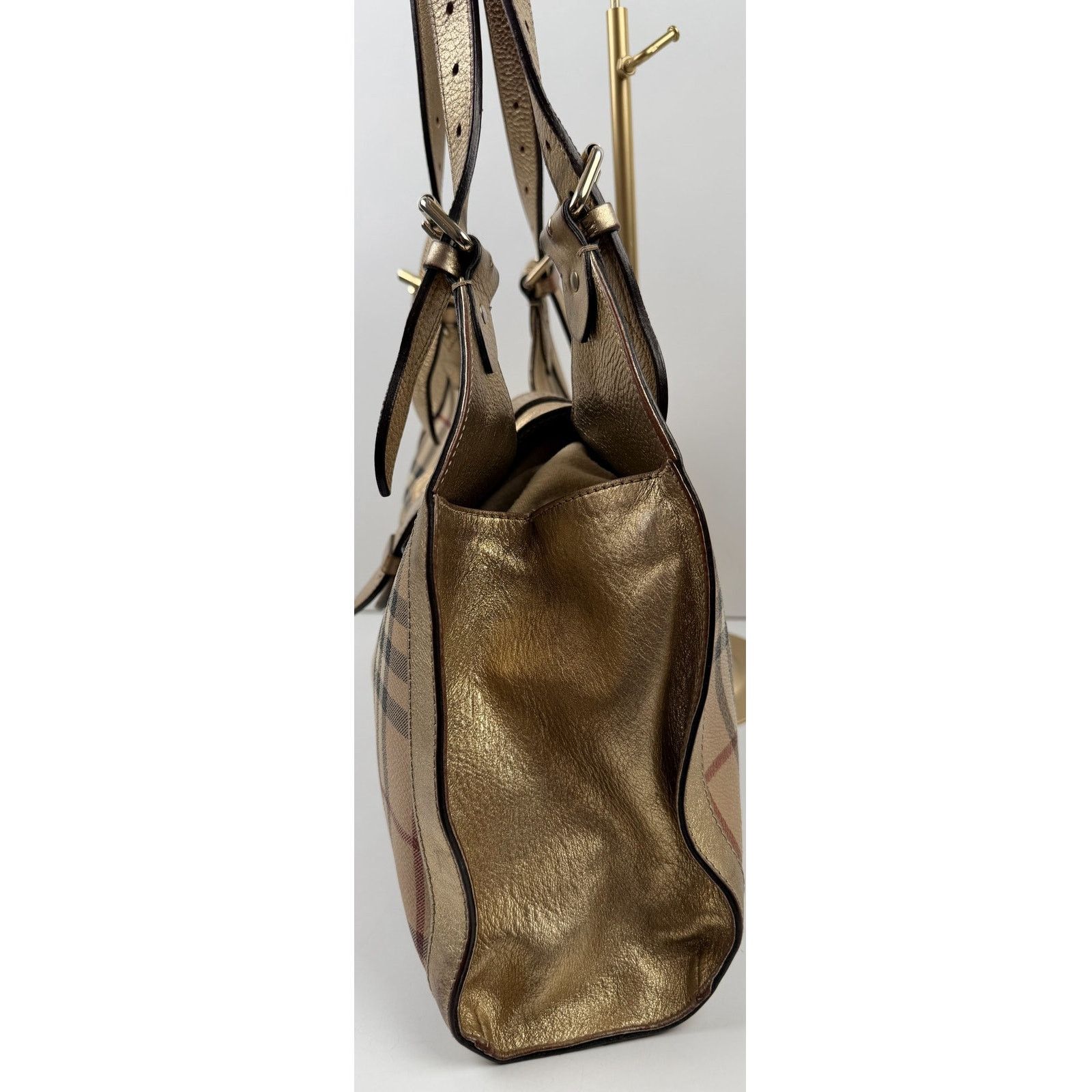 Burberry Burberry Burberry Haymarket Check Gold Coated Bag Size ONE SIZE - 4 Thumbnail