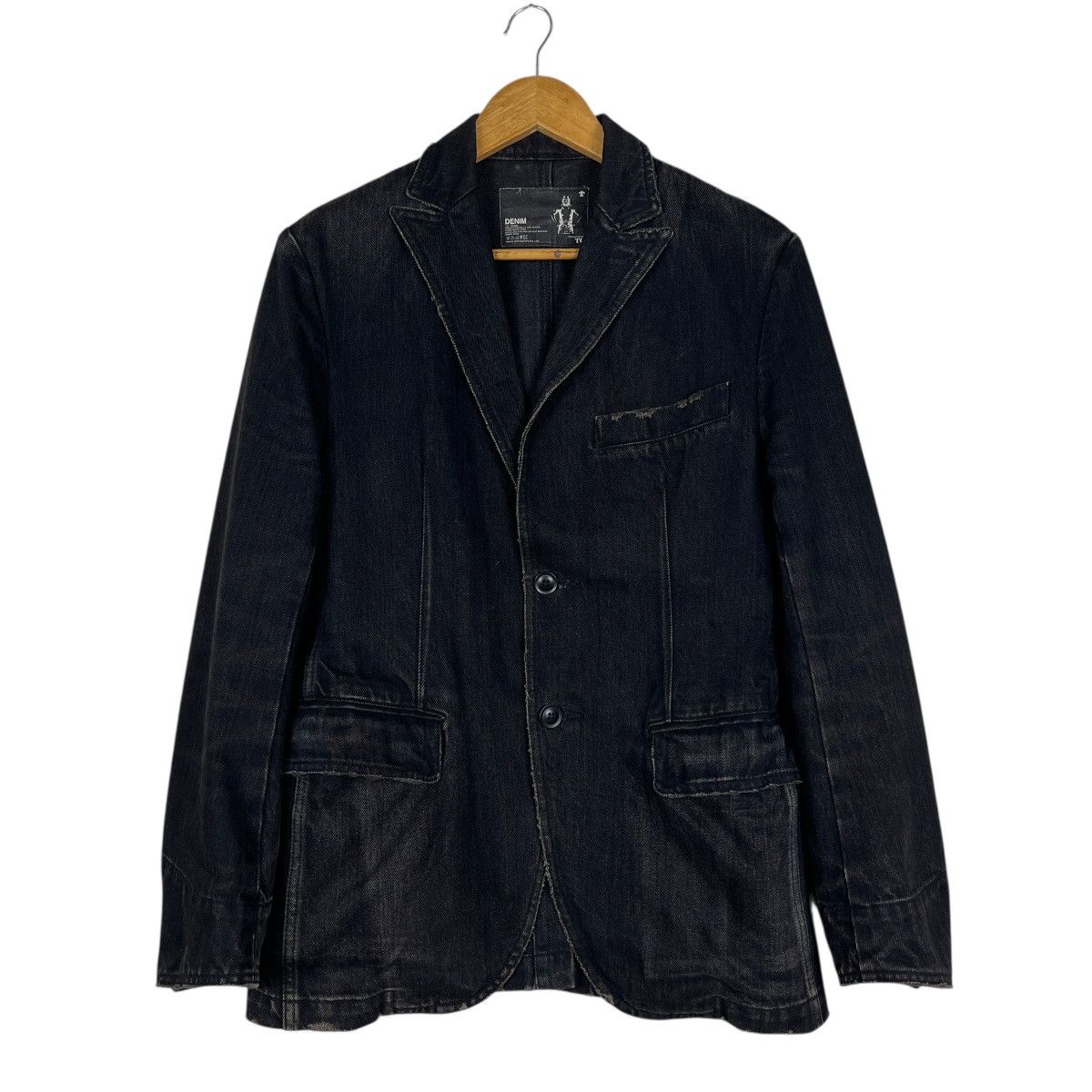 Japanese Brand 🔥 Trans Continents Black Dyed Denim Blazer Jacket Size US S / EU 44-46 / 1 - 2 Thumbnail