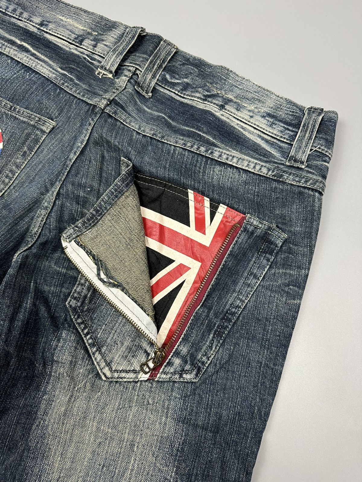 If Six Was Nine Distressed Flared Denim Jack Serika Britain Skull Bones Size US 34 / EU 50 - 16 Thumbnail