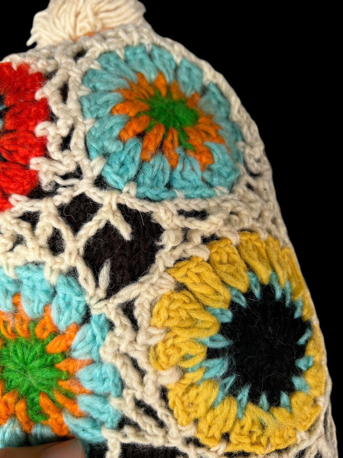 Japanese Brand × Kapital × Vintage Rare Hippies Style Crochet knitted Distressed Beanie Hat ☠️🌈☠️ Size ONE SIZE - 16 Thumbnail