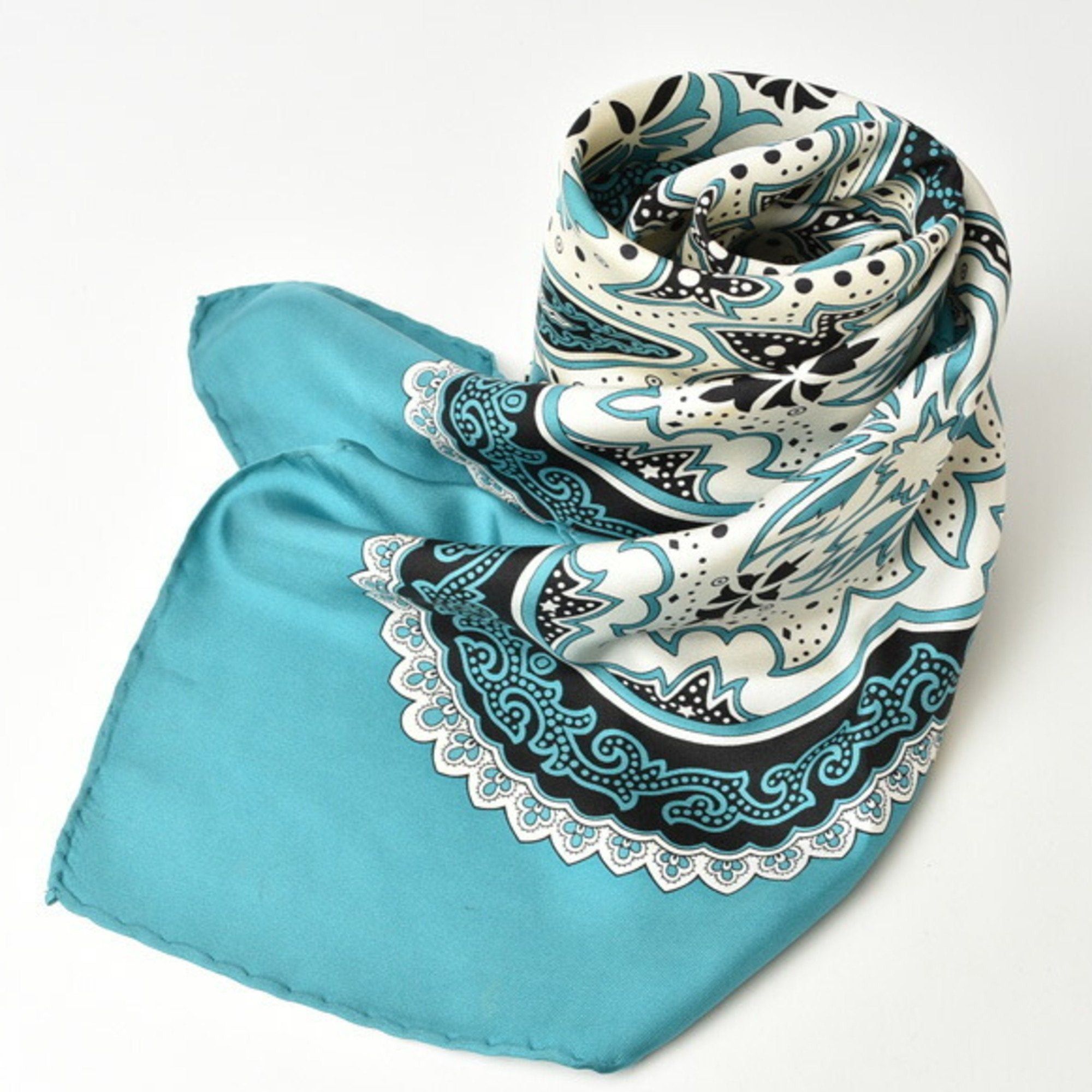 image of Gucci Scarf Muffler Silk Paisley Turquoise in Blue, Women's