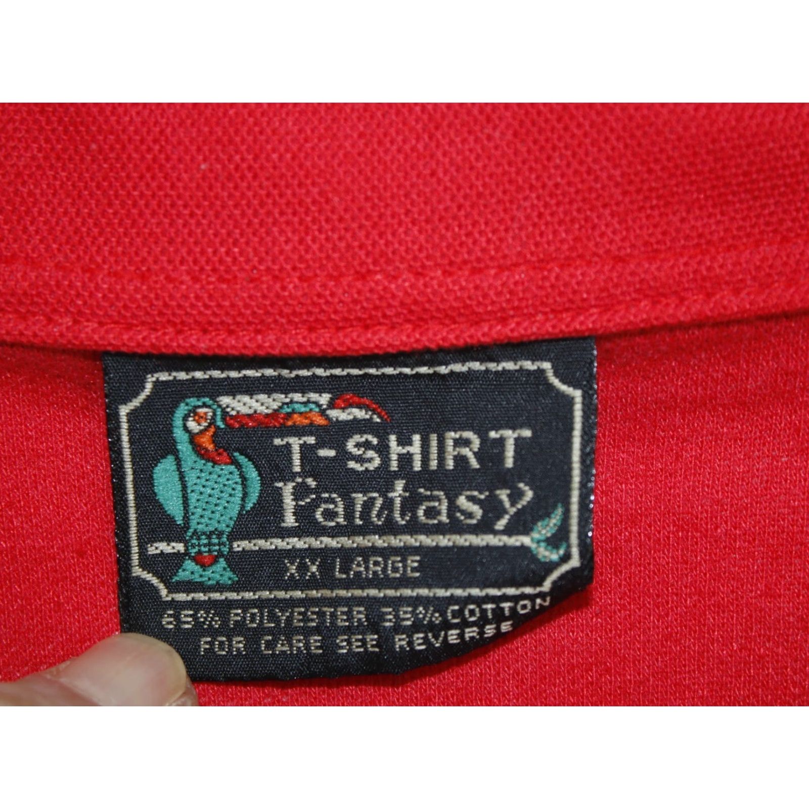 Vintage VINTAGE Fantasy Polo Shirt Mens 2XL Red Solid 100% Cotton Classic Short Sleeve Crew Neck Polo Rugby Shirt Size US XXL / EU 58 / 5 - 4 Thumbnail