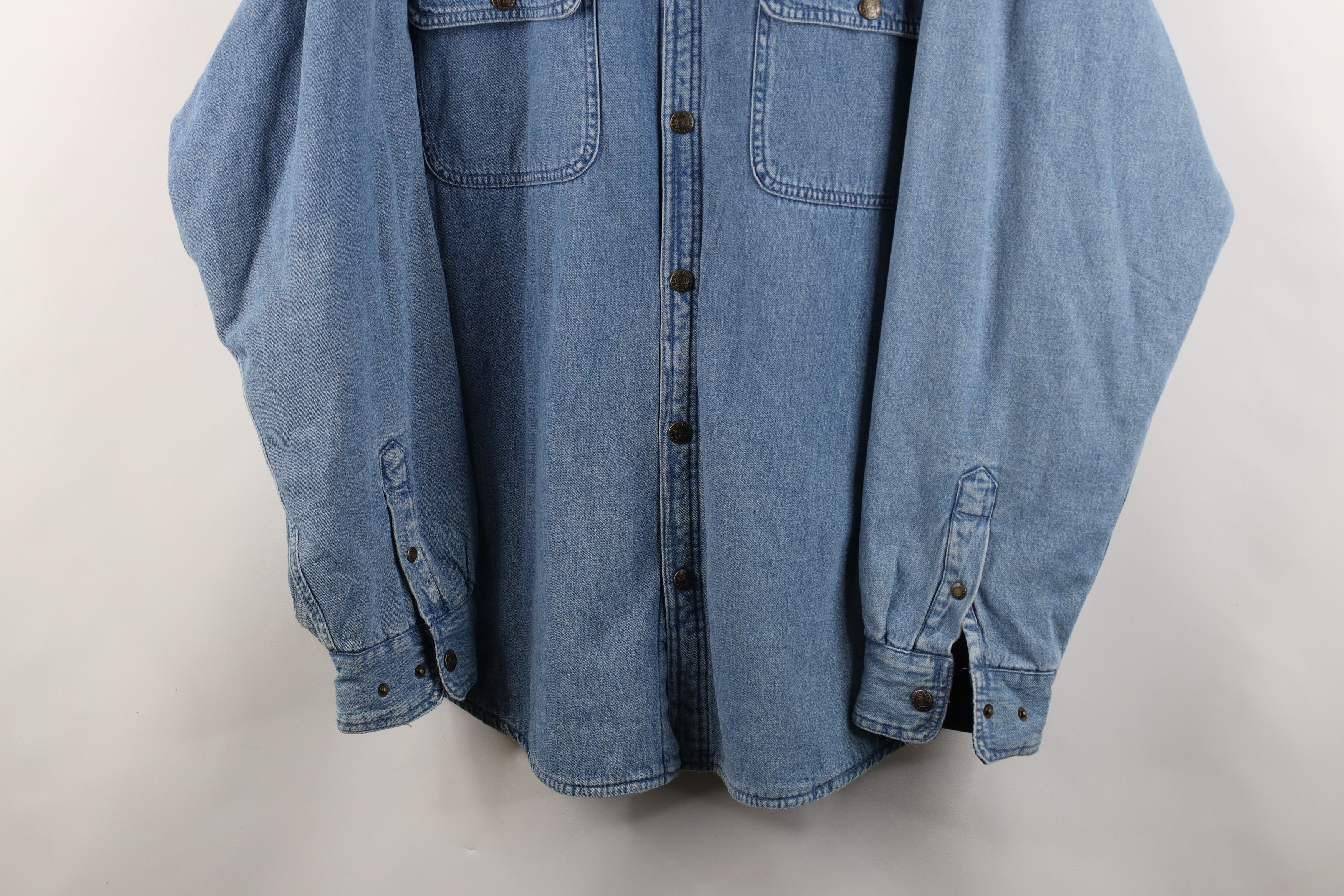 Vintage Vintage 90s Streetwear Lined Denim Button Shirt Jacket Size US XL / EU 56 / 4 - 3 Thumbnail
