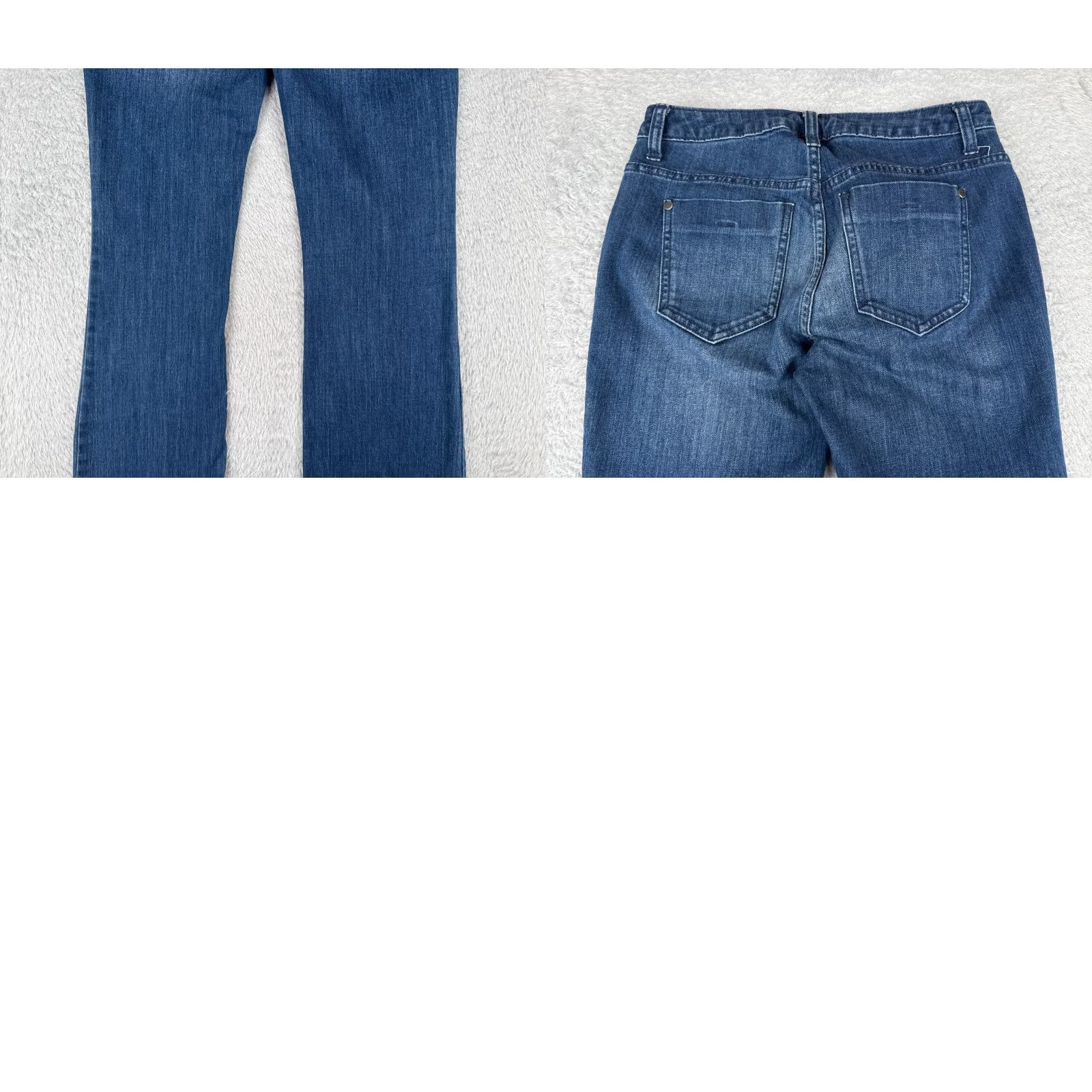Vintage ELLE Jeans Womens Blue Denim Flared Low Rise 28x30 Slimming Stretch 5-Pocket Design Regular 2/Adult Womens Jeans Size 26" / US 2 / IT 38 - 10 Thumbnail