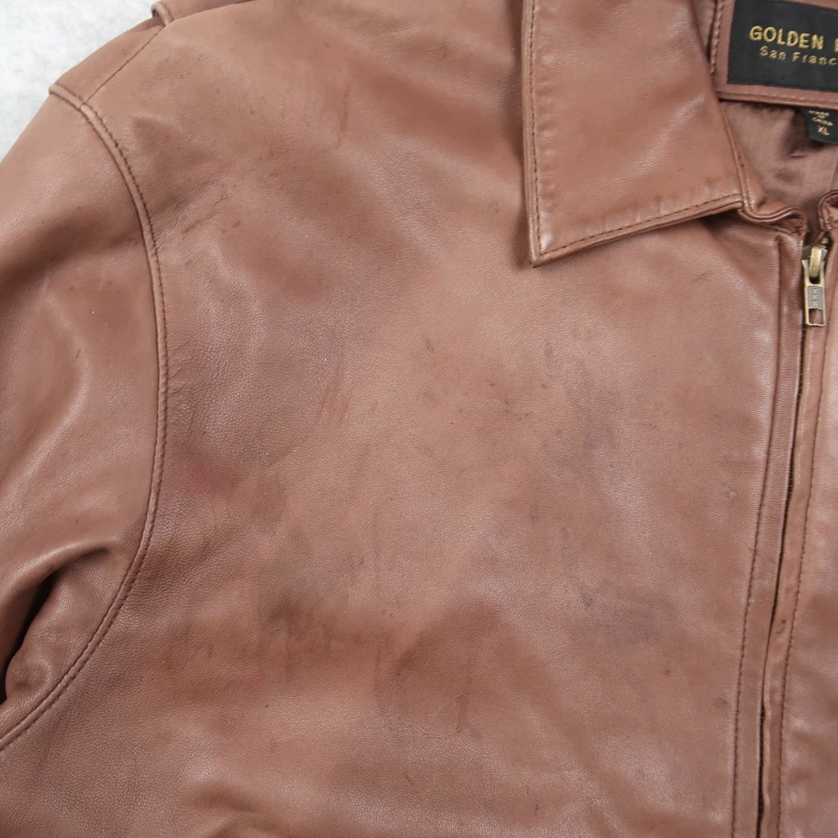 Golden Bear Golden Bear Leather Jacket Men's XL Regular Zip Up Bomber Brown 90s Classic Vintage Theme Casual Travel Winter Fall Spring Zip Full Zip Size US XL / EU 56 / 4 - 7 Thumbnail