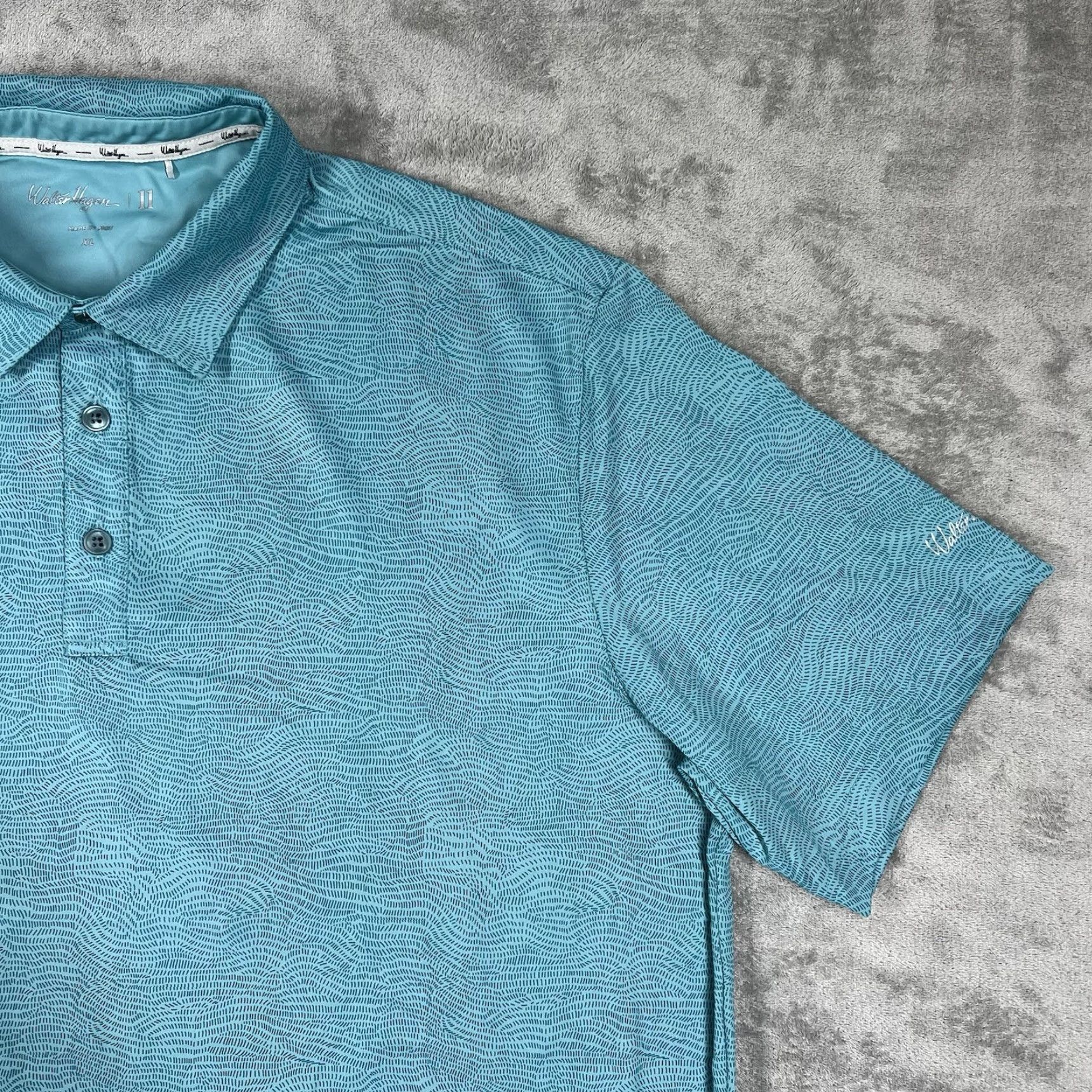 Vintage Walter Hagen Performance Polo Men’s XL Aqua Teal Blue Geometric Golf Perfect 11 Size US XL / EU 56 / 4 - 4 Thumbnail