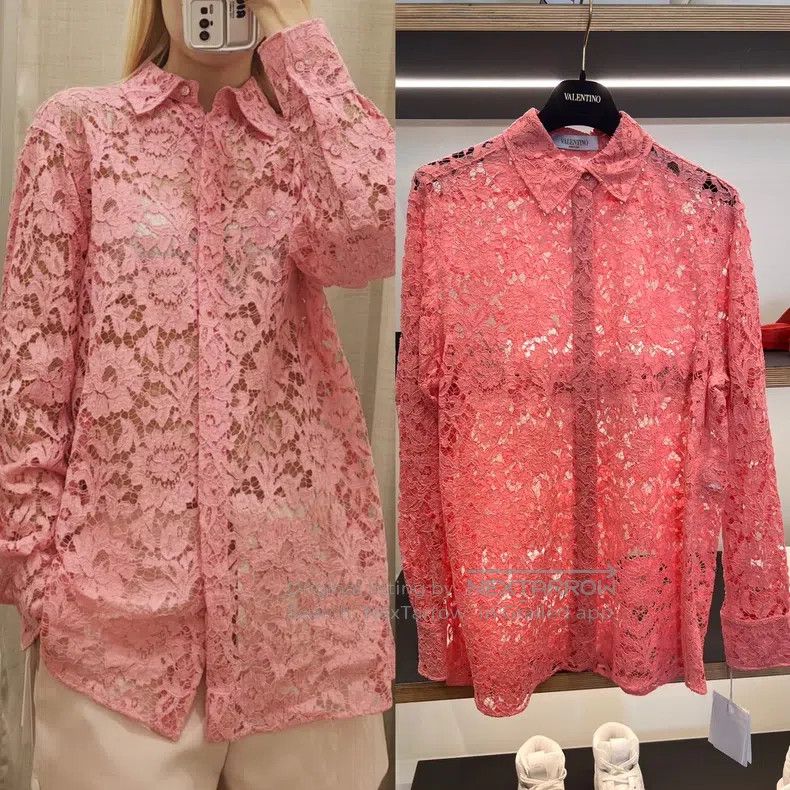 Valentino Valentino Pink lace shirt Size L / US 10 / IT 46 - 2 Thumbnail