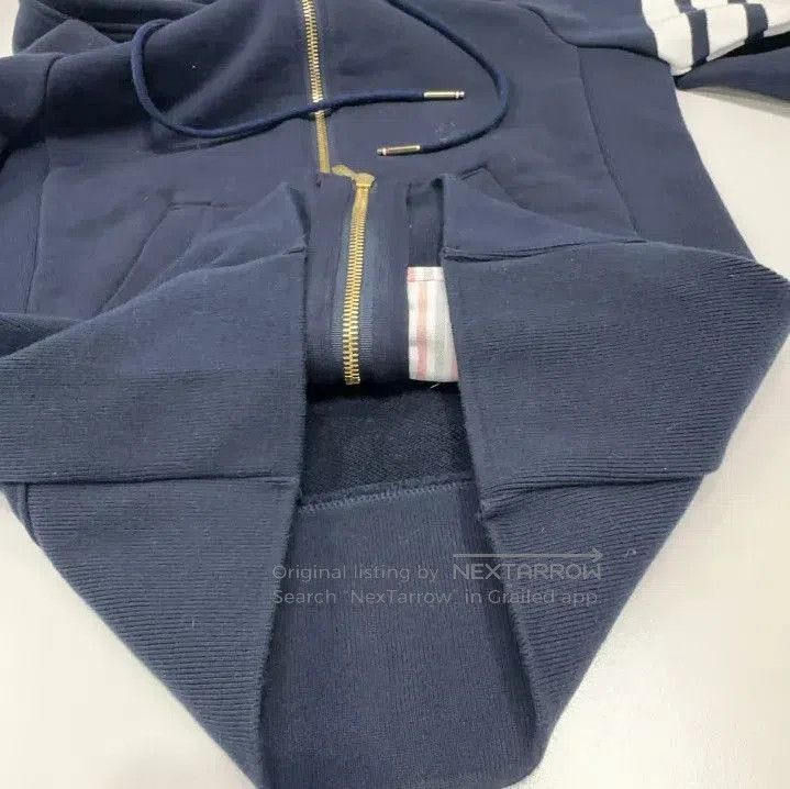 Thom Browne Thom Browne Classic Navy Hoodie with Stripes. Size US M / EU 48-50 / 2 - 7 Thumbnail