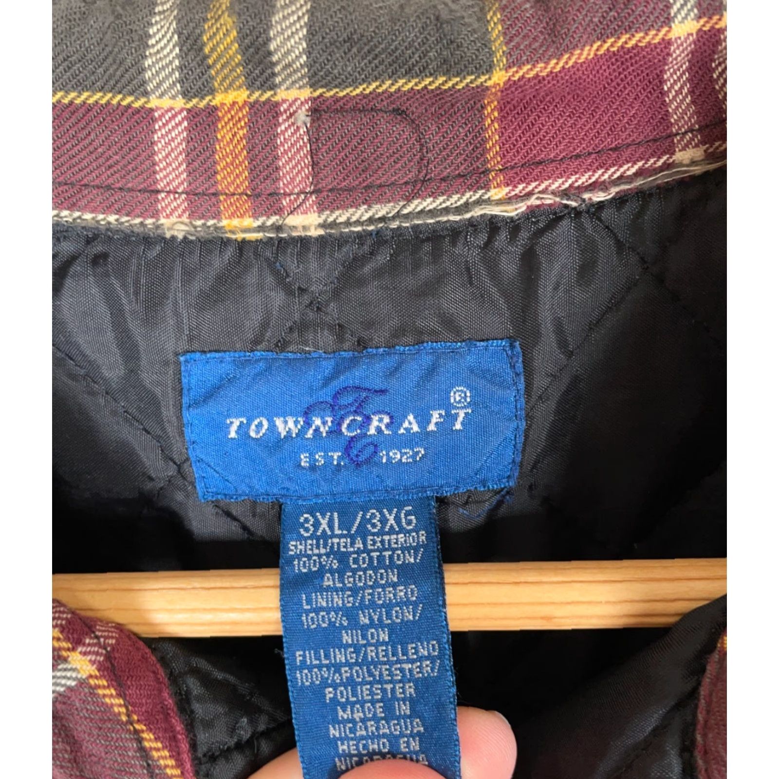 Vintage TownCraft Quilted Flannel Shirt Jacket Men's 3XL Dark Red Plaid Pattern Shacket Size US XXL / EU 58 / 5 - 3 Thumbnail