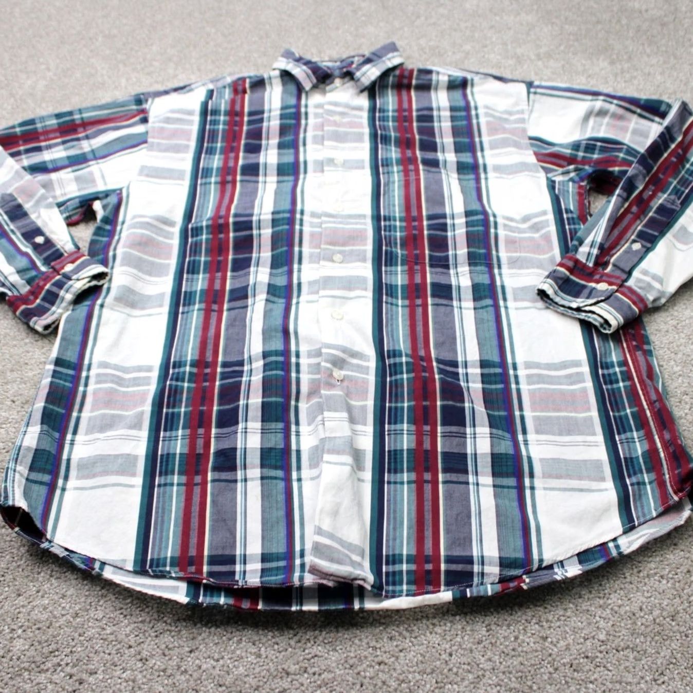 Gant GANT Button-Up Shirt Mens Medium Green Red 100% Cotton Long Sleeve Twill Button-Down Chest 48in Striped 90s Vintage: No Size US M / EU 48-50 / 2 - 3 Thumbnail