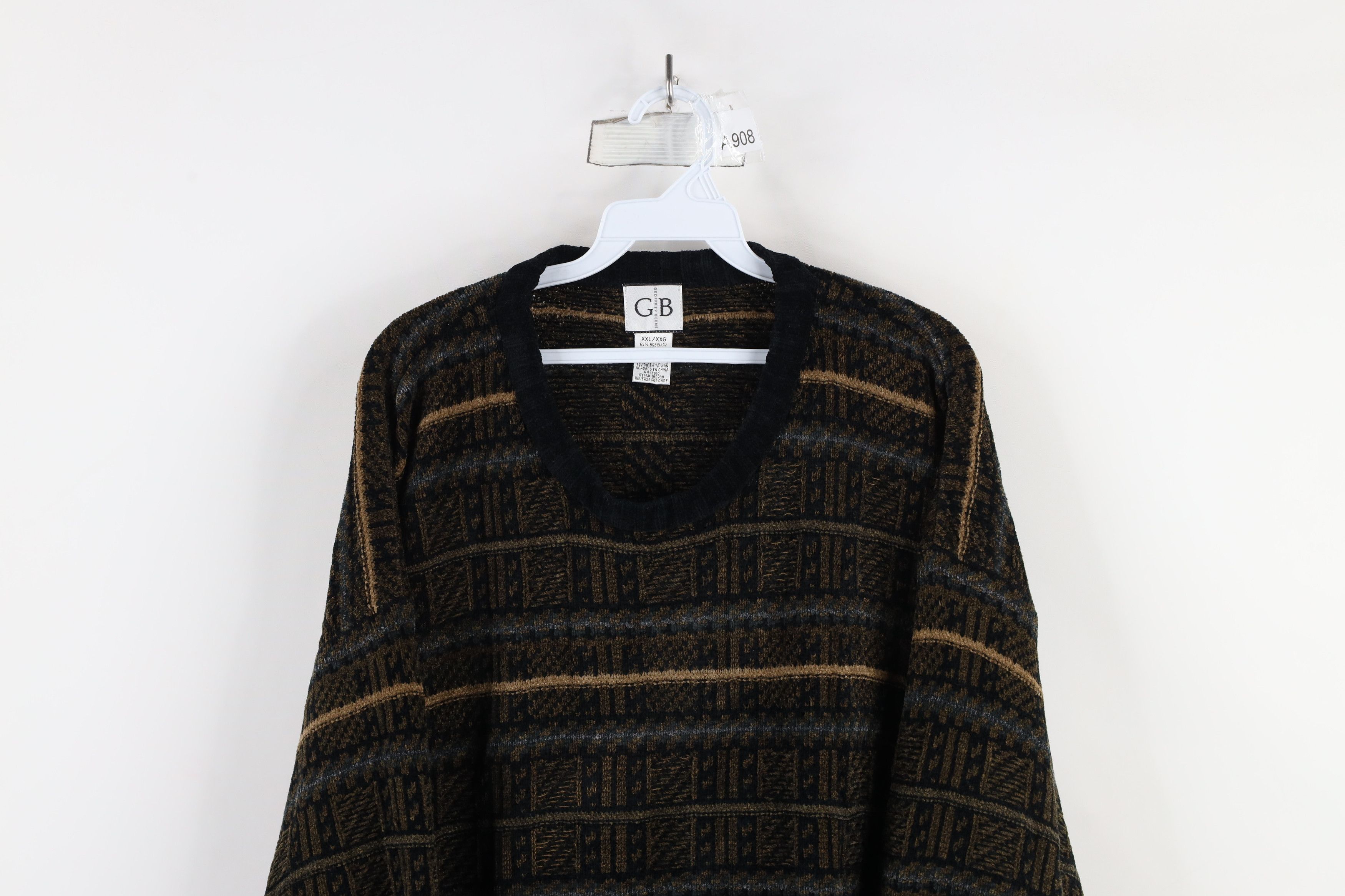 Vintage Vintage 90s Streetwear Thin Fair Isle Striped Fleece Sweater Size US XXL / EU 58 / 5 - 2 Thumbnail