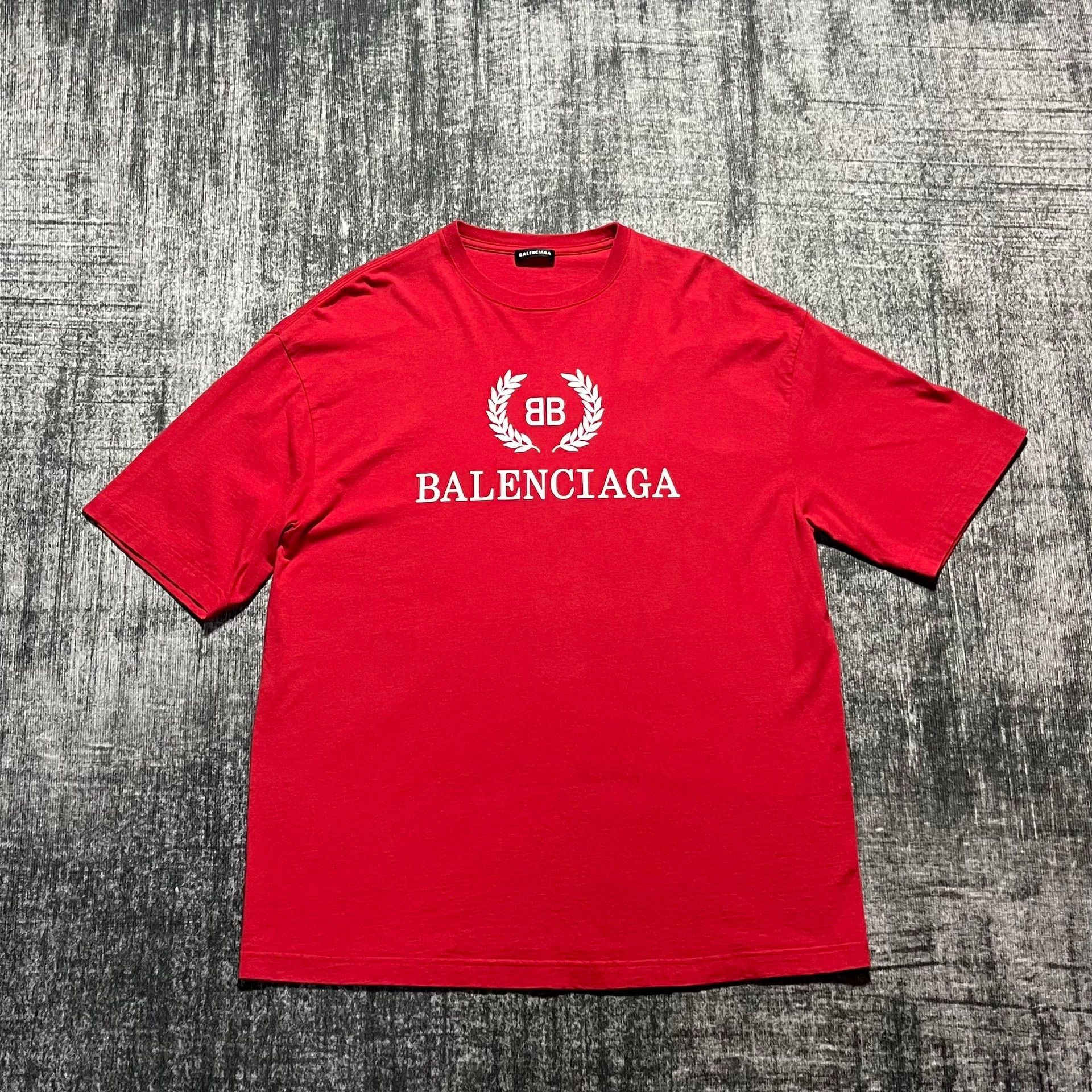 Balenciaga Balenciaga red wheat ear logo short sleeved t-shirt Size US S / EU 44-46 / 1 - 1 Thumbnail