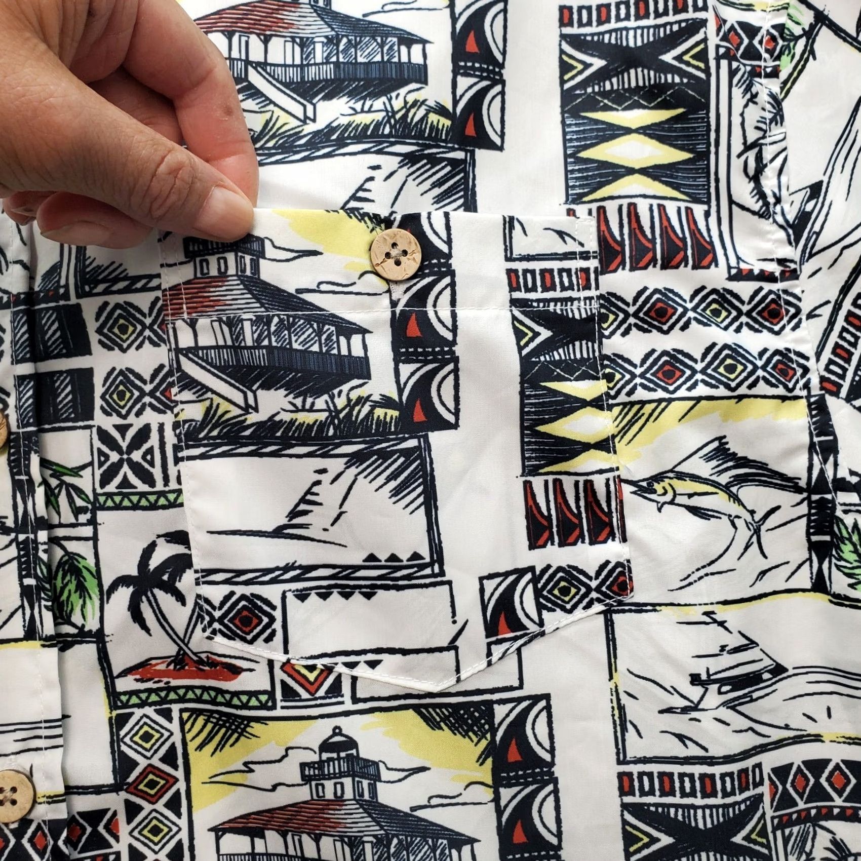 Vintage The Limited N.E. Limited Button-Up Shirt Mens L Multi Marlin Fishing Vacation Chest Pocket Size US L / EU 52-54 / 3 - 3 Thumbnail
