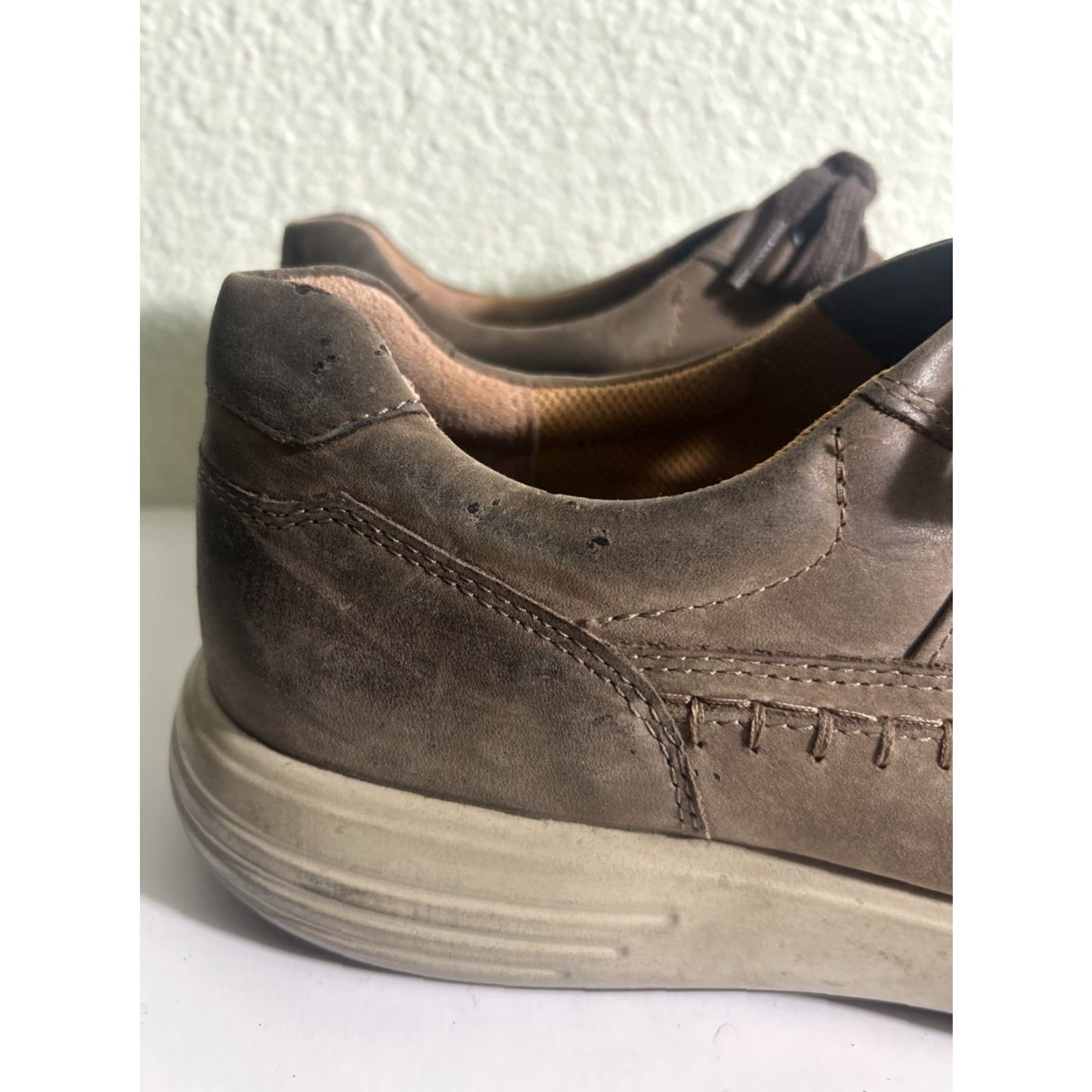 Ecco ECCO Seawalker Men Sneaker Cocoa Nubuck Lace Up 11-11.5 Brown Casual Flaw US 11 EU 45 Mens Size US 11 / EU 44 - 4 Thumbnail