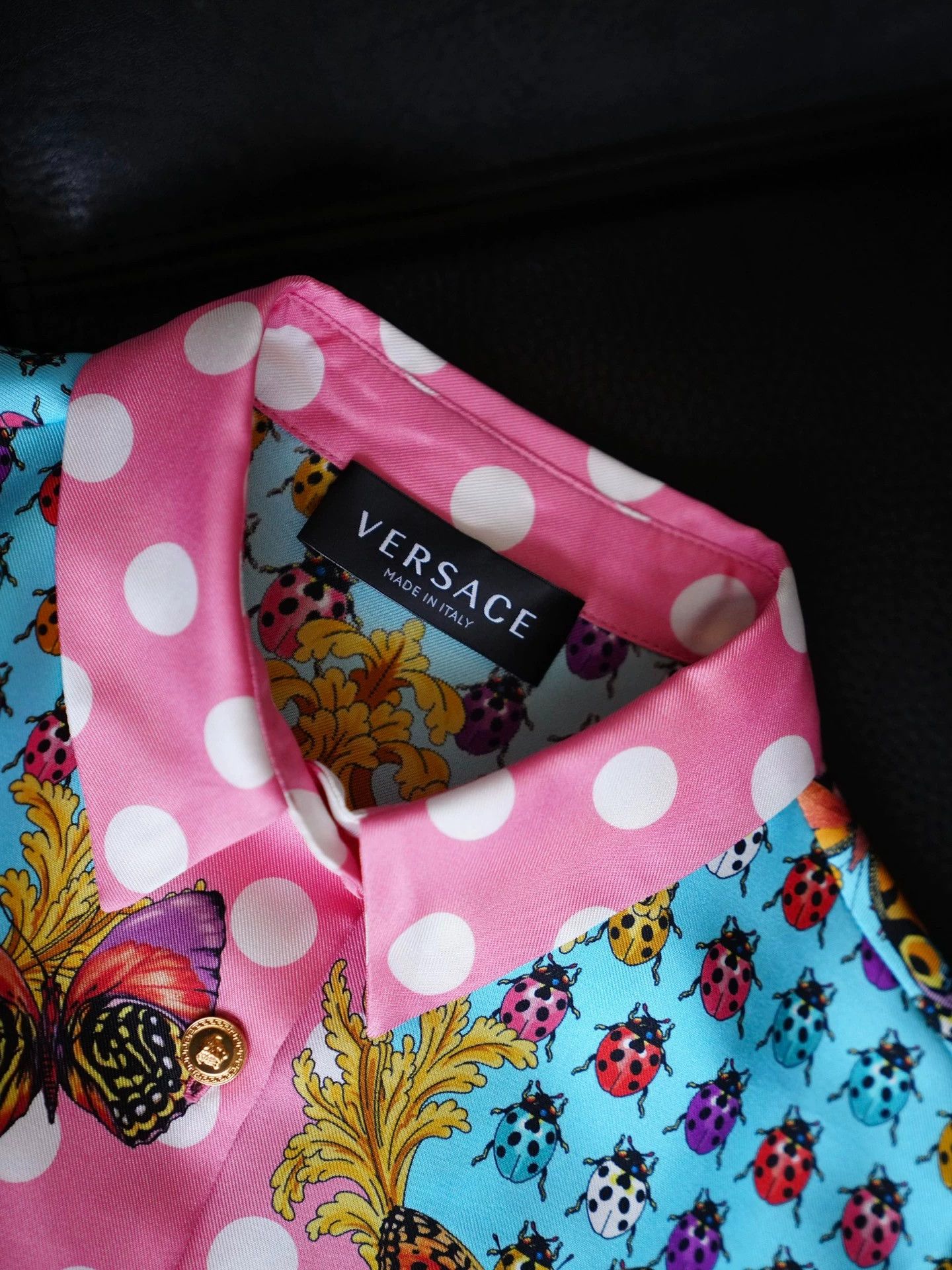 Versace VERSACE Ladybug Butterfly Silk Short Shirt 1995 Vtg Medusa Size XXS / US 00 / IT 34 - 4 Thumbnail