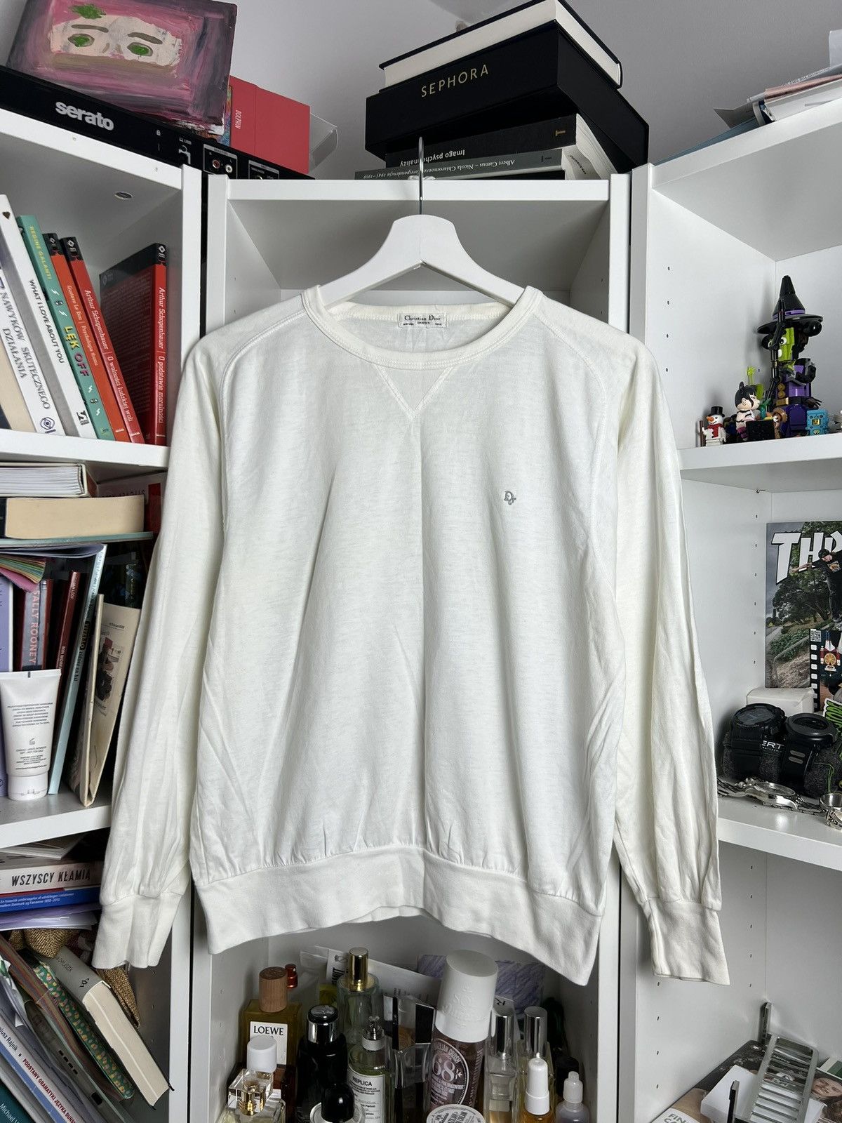 image of Christian Dior Monsieur x Dior Vintage 90's Christian Dior Small Logo White Sweatshirt S Y2K, Men's