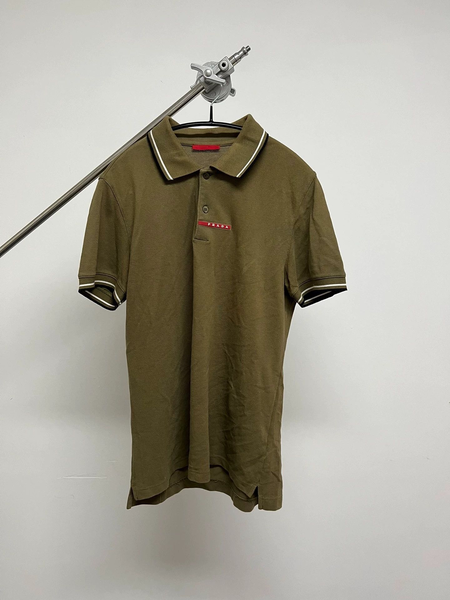 Prada Prada Vintage Sports Red Logo Olive Green Polo Size US M / EU 48-50 / 2 - 1 Thumbnail
