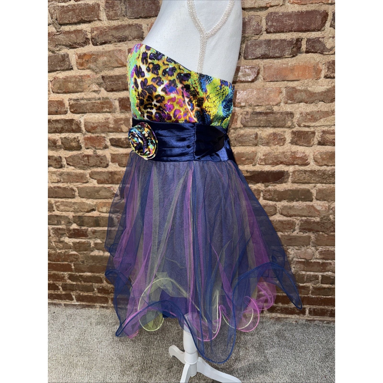 Other Strapless Multi Color Animal Print Tulle party dress Sz 13 Size XL / US 12-14 / IT 48-50 - 3 Thumbnail