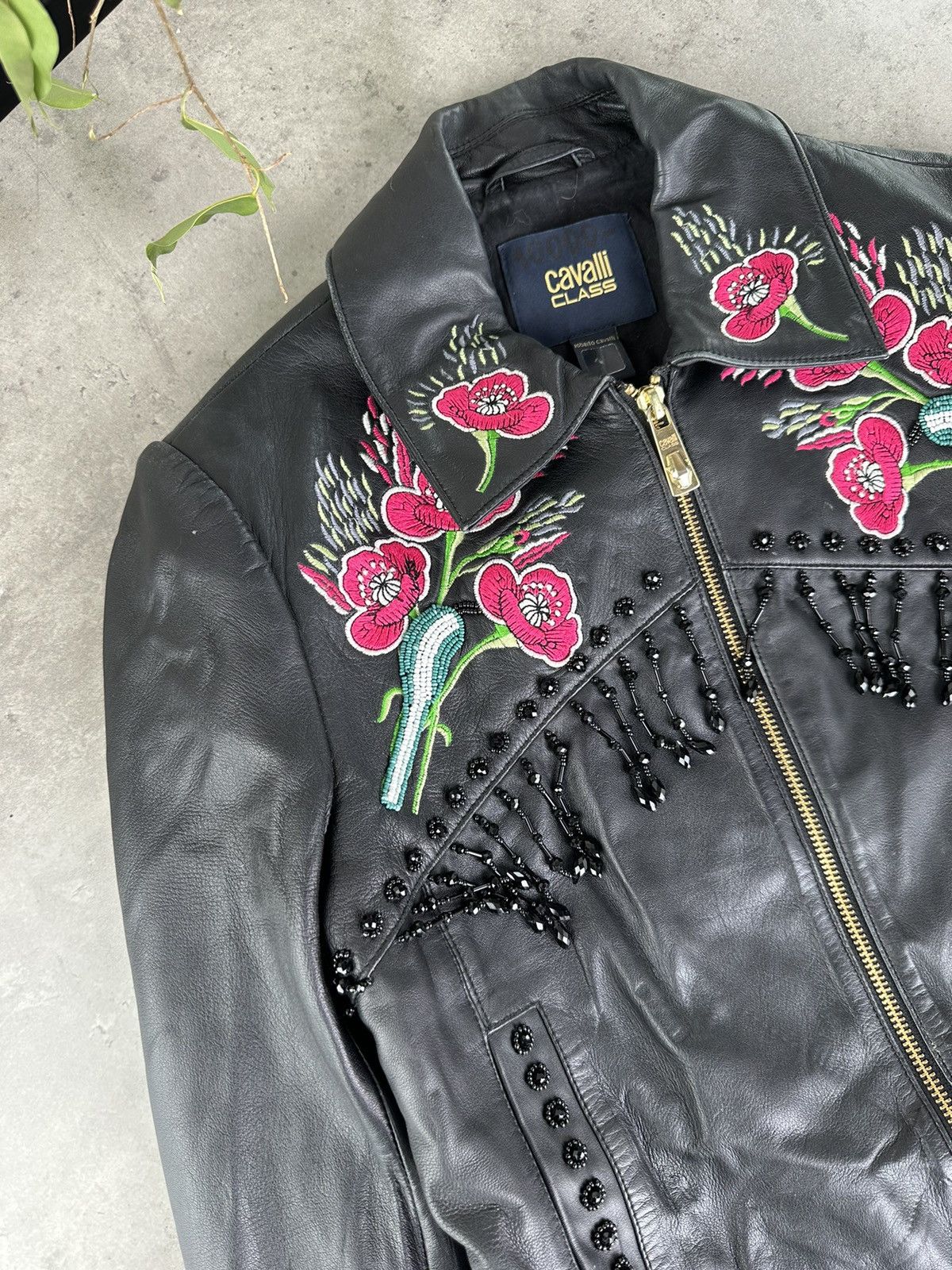 Cavalli Class Cavalli Class Leather Jacket With Embroidery Size S / US 4 / IT 40 - 4 Thumbnail