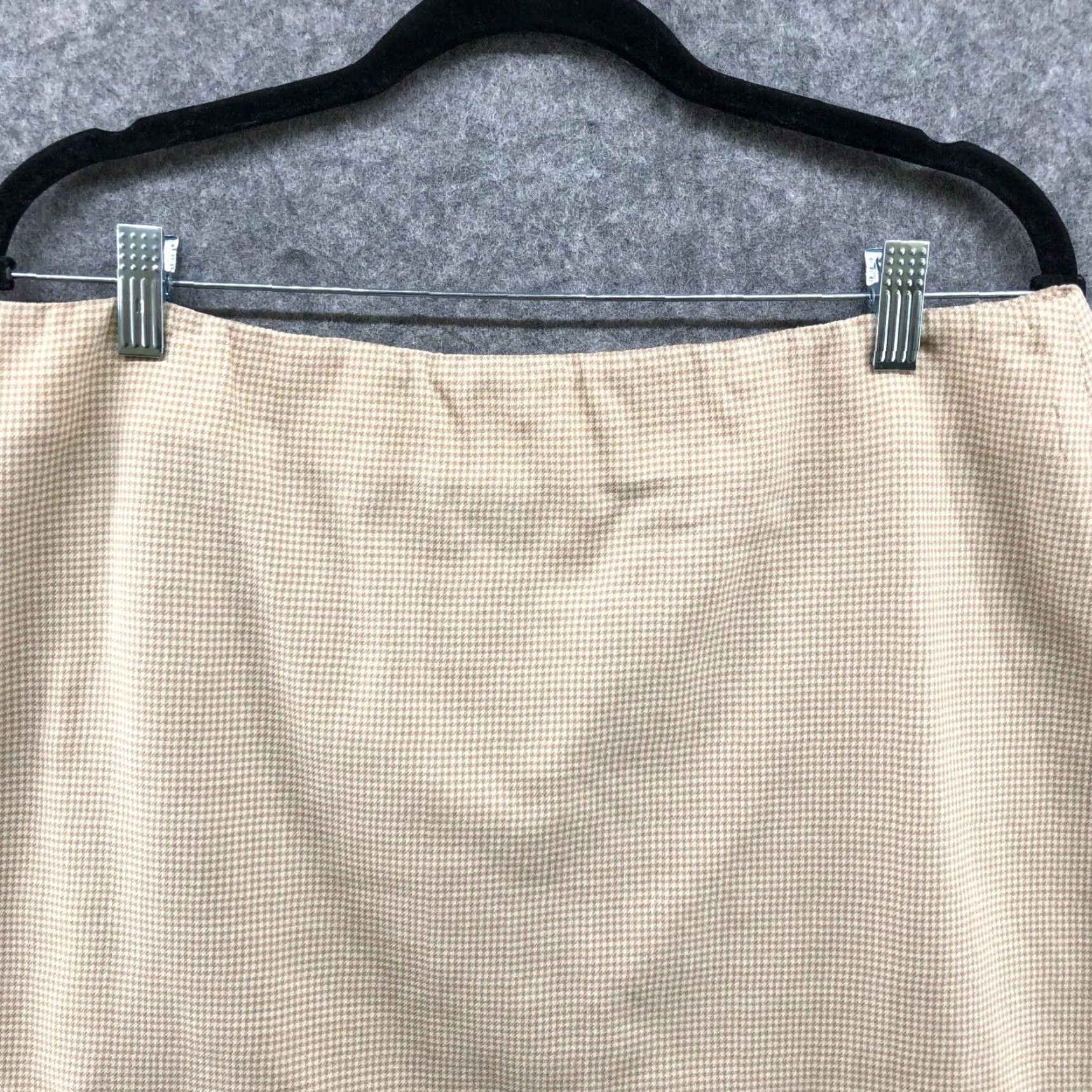 Lands' End Lands' End Wool Stretch Pencil Skirt Beige Size 16 Womens Knee Length Back Zip Plaid Plaid Workwear Formal Career Size 38" / US 16 / IT 52 - 3 Thumbnail