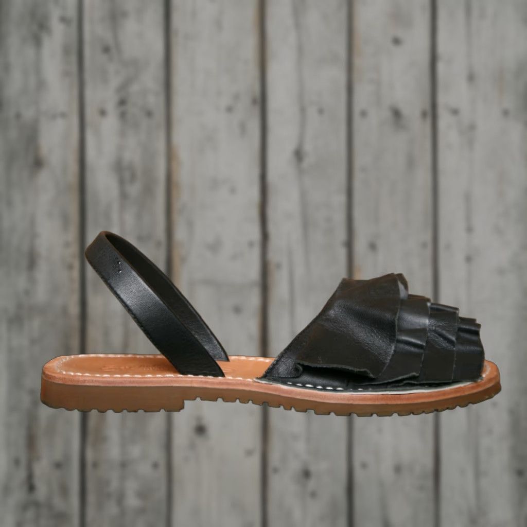 Seychelles Seychelles Black Leather Slingback Peep Toe Sandals Women's US 7 Size 7 Sandal Slingback Brand Seychelles Women Size US 7 / IT 37 - 1 Thumbnail