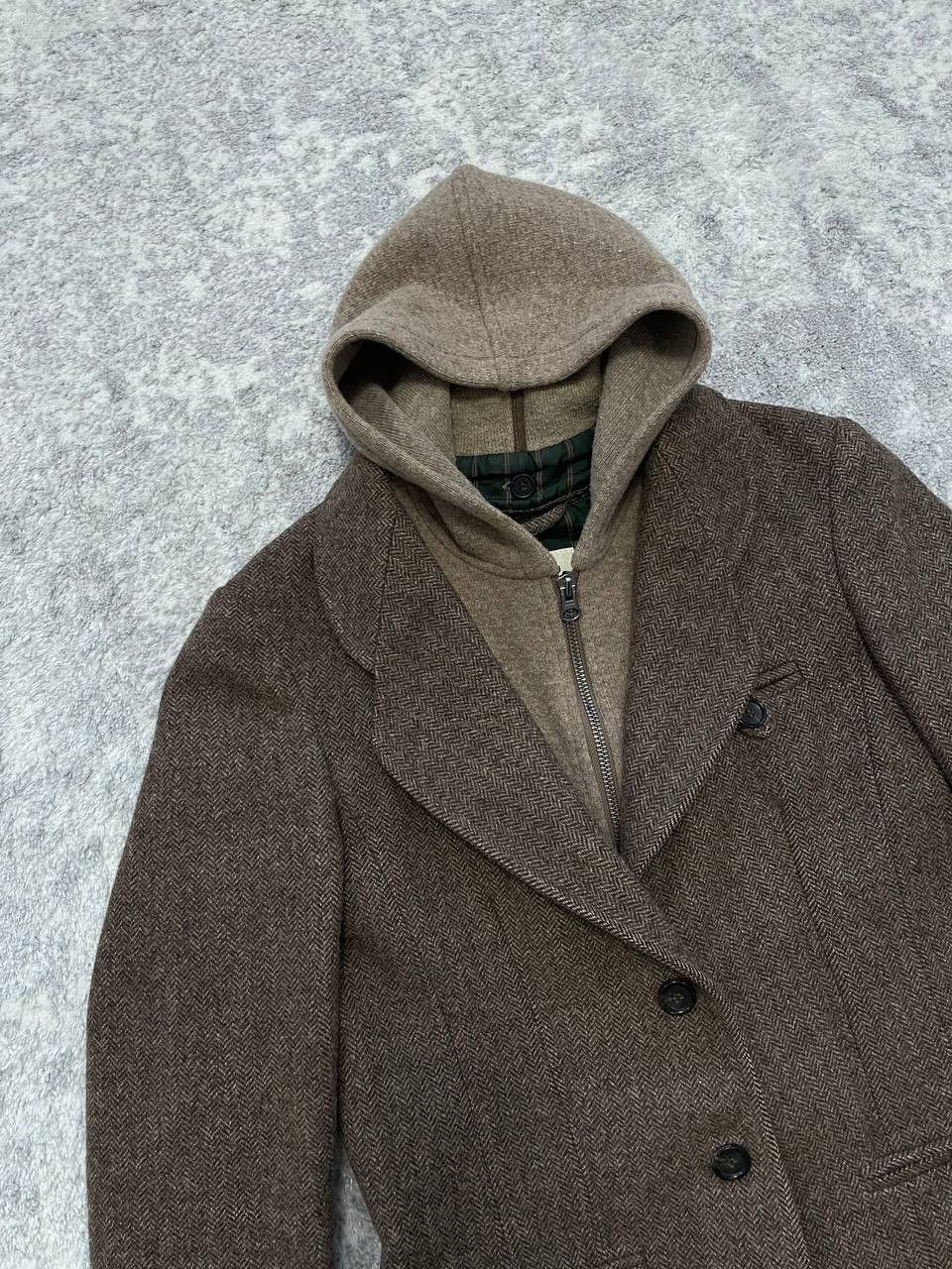 Woolrich Woolen Mills Woolrich 100% Wool Herringbone Blazer Jacket w/ Hood Italy Size XS / US 0-2 / IT 36-38 - 3 Thumbnail