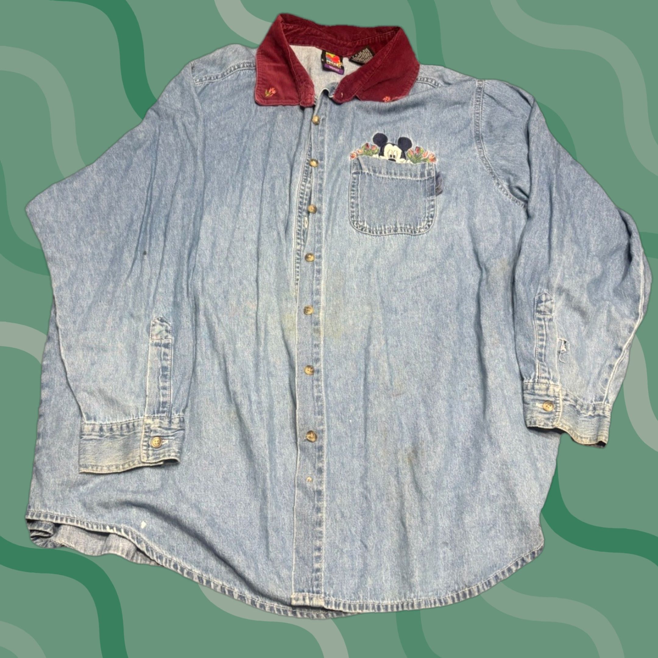 Mickey Unlimited VINTAGE 90s Mickey Unlimited Button Up Shirt Cotton Blue XL VTG Size L / US 10 / IT 46 - 1 Thumbnail