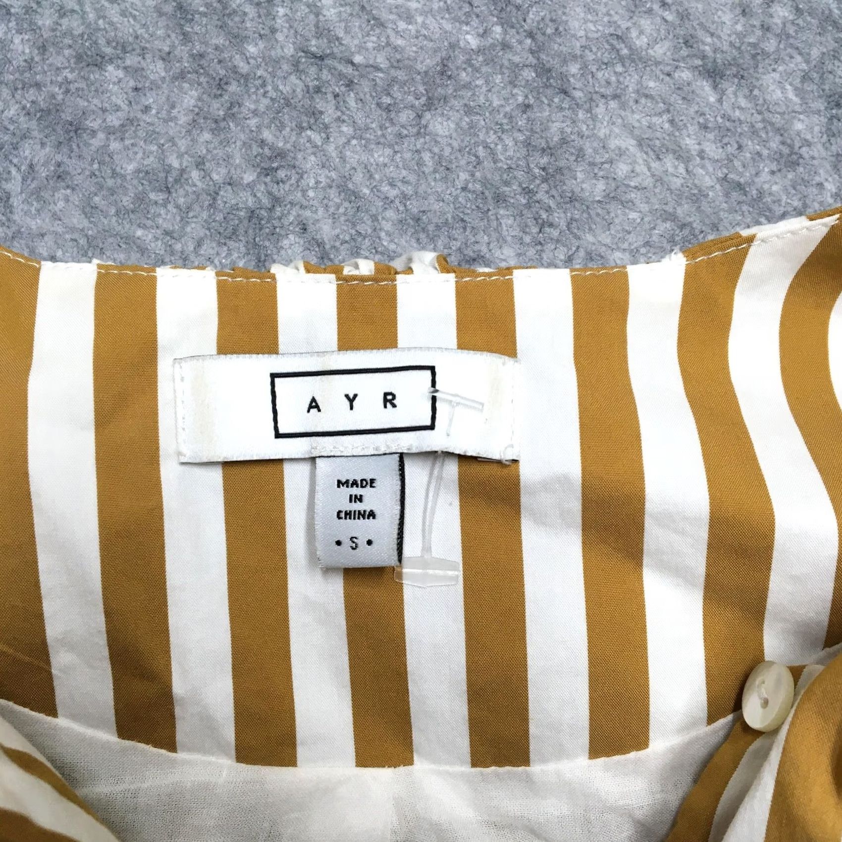 AYR AYR 2 Piece Pajama Set Womens Small Yellow White Striped Shirt Pants Elastic Set/Outfit Size S / US 4 / IT 40 - 3 Thumbnail