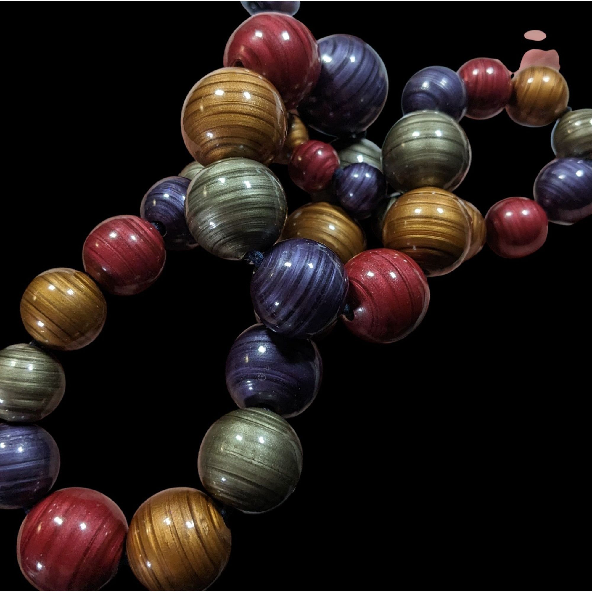 Other Vintage Jewel Tone Metallic Swirl Beaded Necklace Size ONE SIZE - 3 Thumbnail