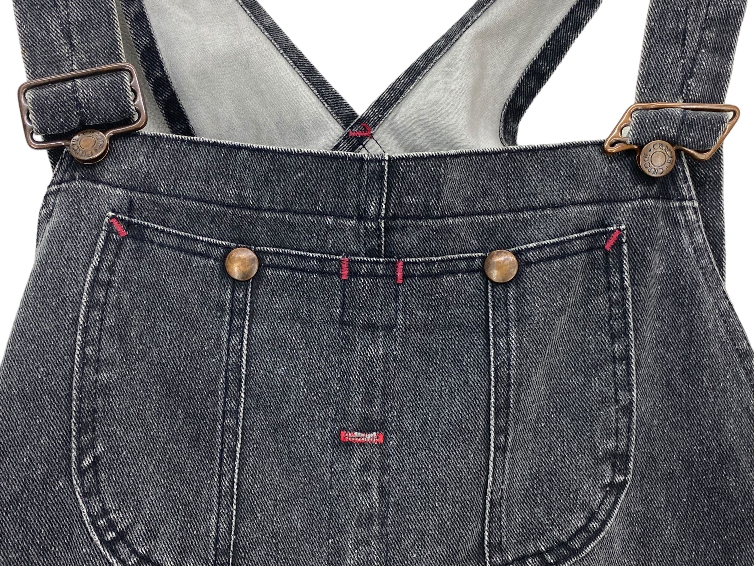 Cherokee × Vintage Cherokee Carpenter Bib Overalls Black Light Wash Jeans Size US 39 - 11 Thumbnail