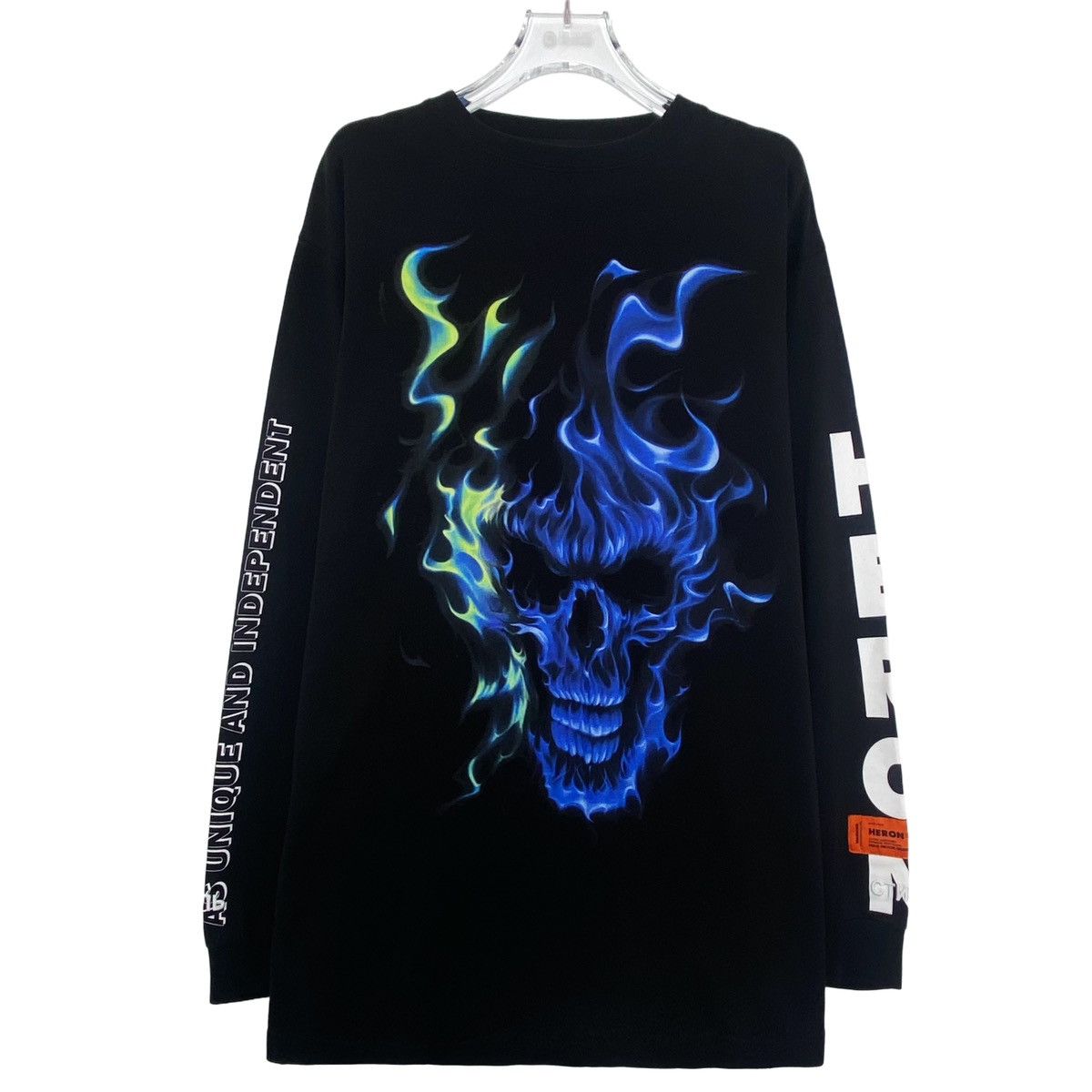 Heron Preston Heron Crane Ghost Fire Skull Black Long Sleeve K26WX Size US S / EU 44-46 / 1 - 1 Thumbnail