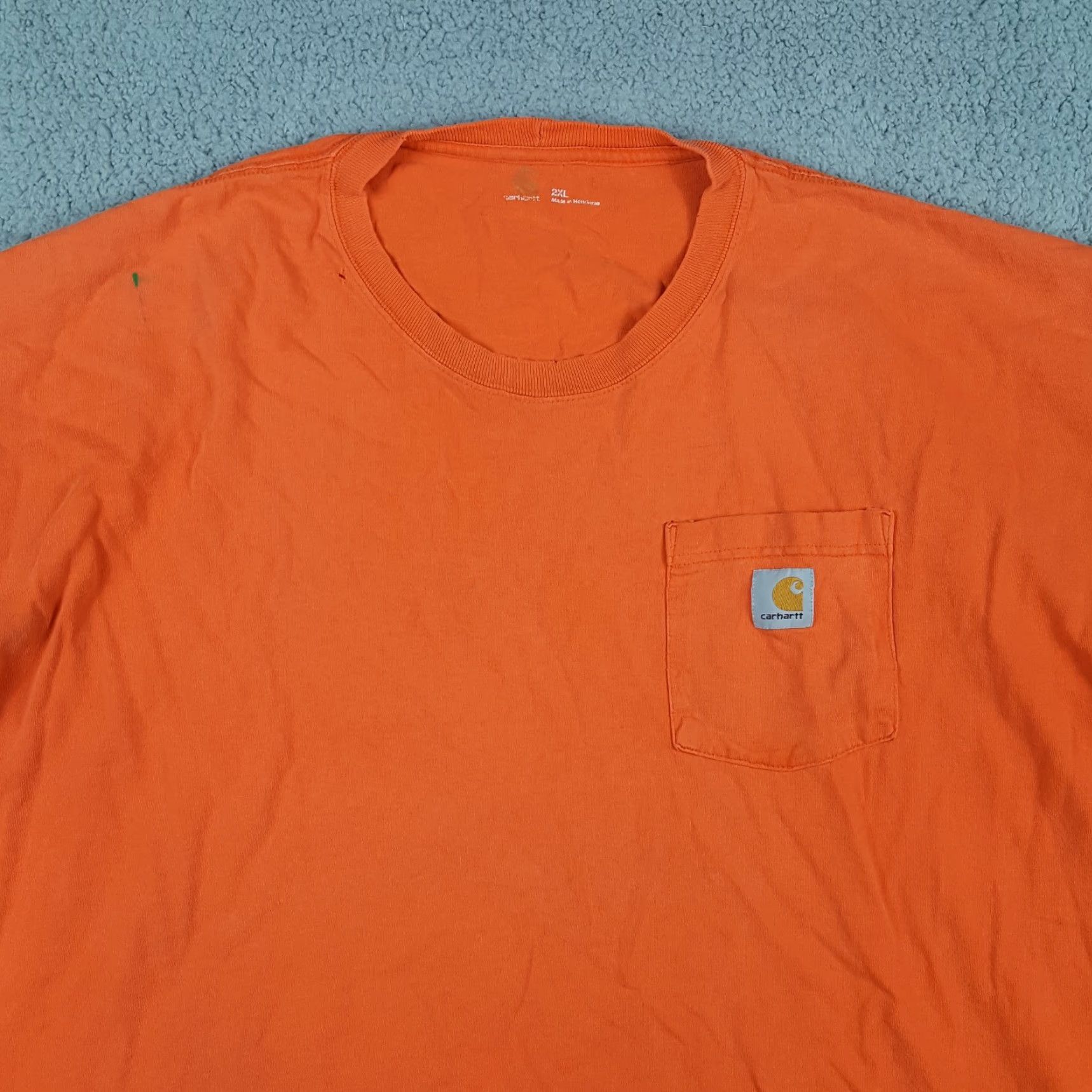 Carhartt VINTAGE Carhartt Shirt 2XL Orange Distressed CH Logo Pocket Tee Mens 90s Grunge Workwear Size US XXL / EU 58 / 5 - 2 Thumbnail